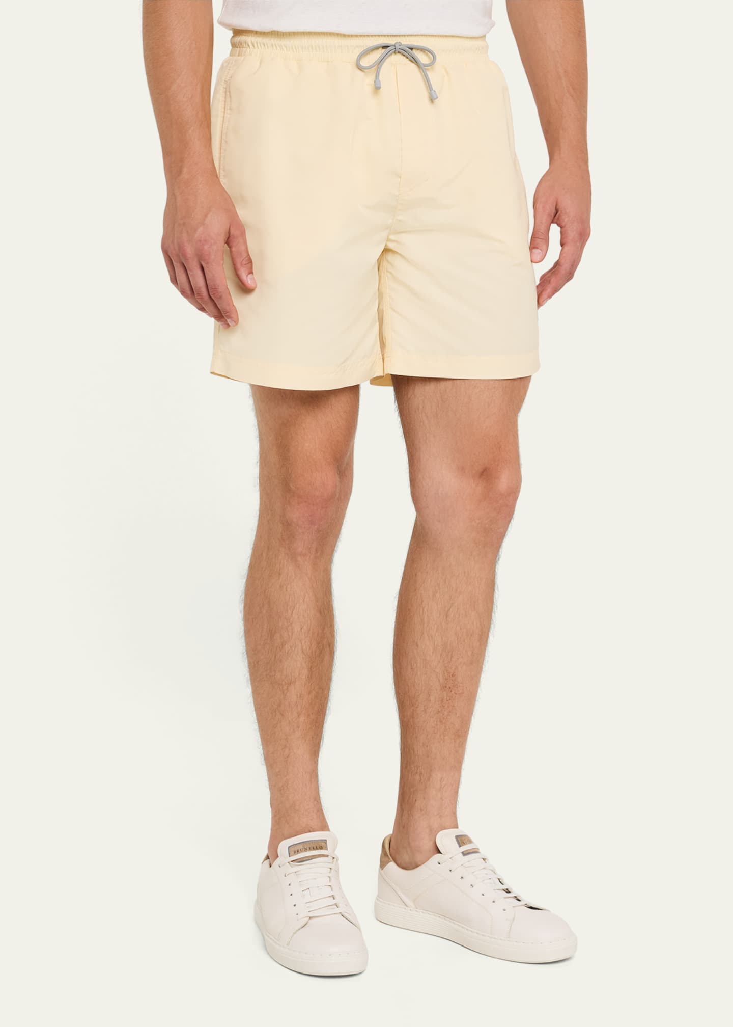 Brunello Cucinelli Men's Solid Swim Trunks Image 4 of 5