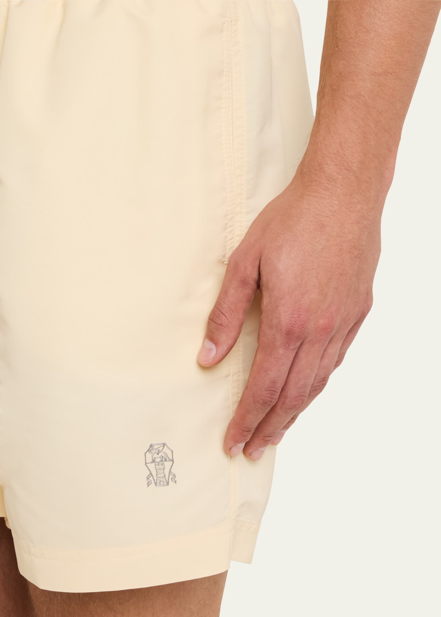 Brunello Cucinelli Men's Solid Swim Trunks Image 5 of 5