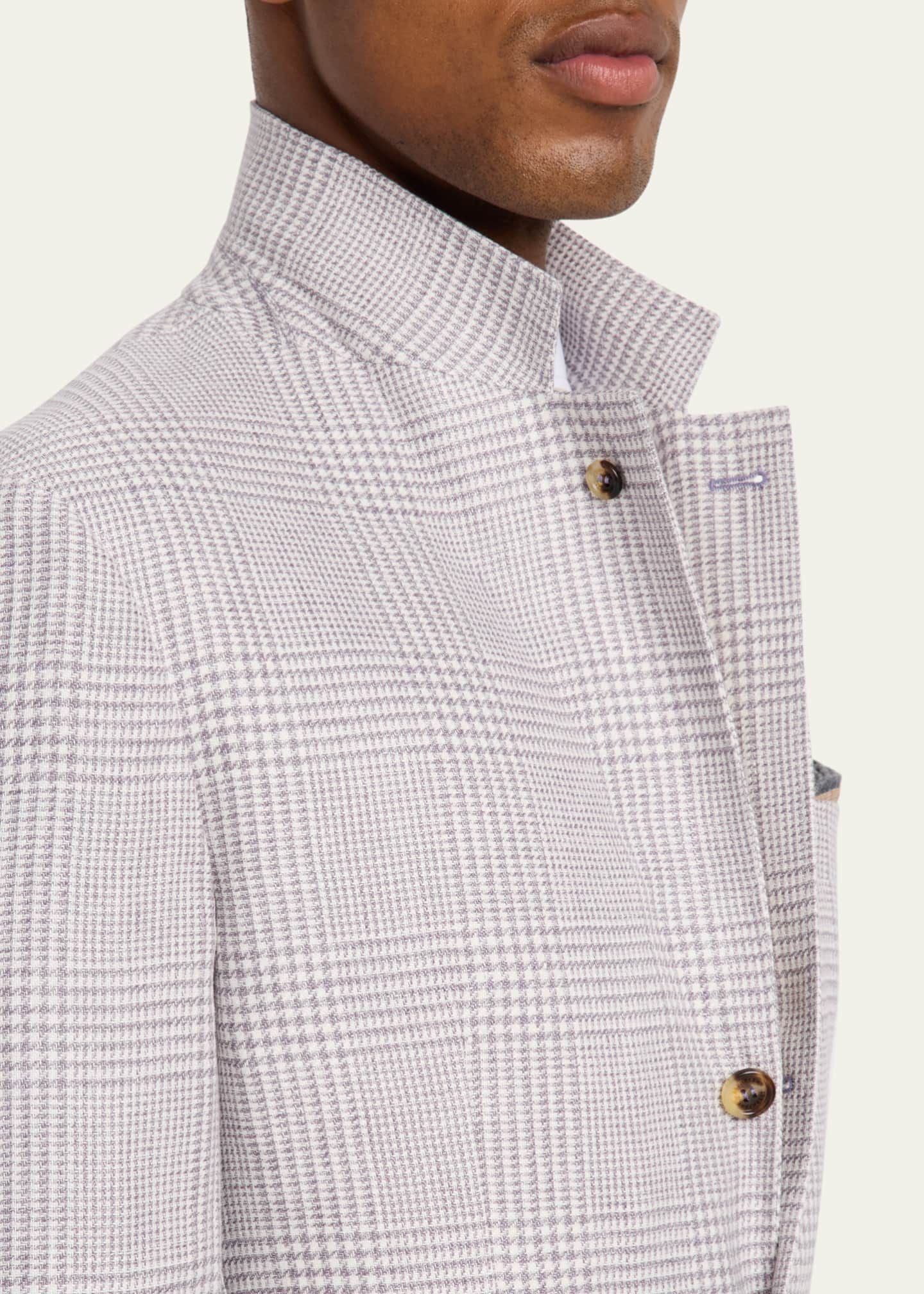 Brunello Cucinelli Men's Macro Prince of Wales Single-Breasted Sport Coat Image 7 of 8