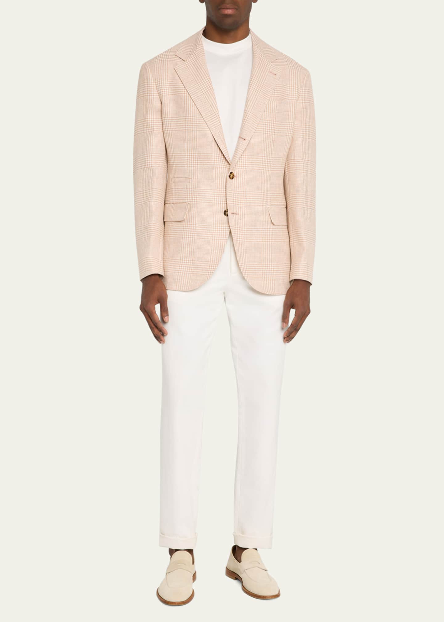 Brunello Cucinelli Men's Macro Prince of Wales Single-Breasted Sport Coat Image 2 of 8