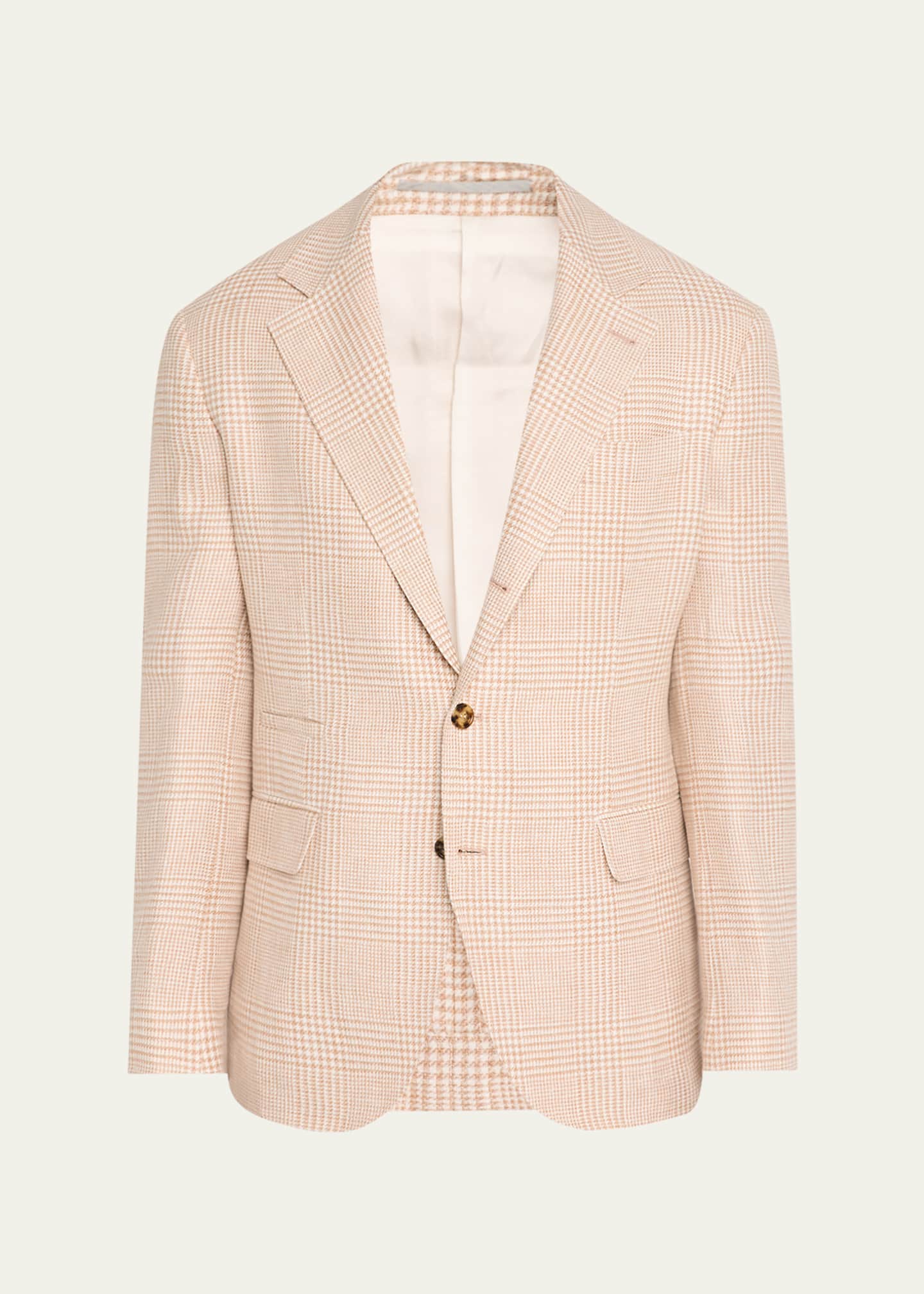 Brunello Cucinelli Men's Macro Prince of Wales Single-Breasted Sport Coat Image 1 of 8