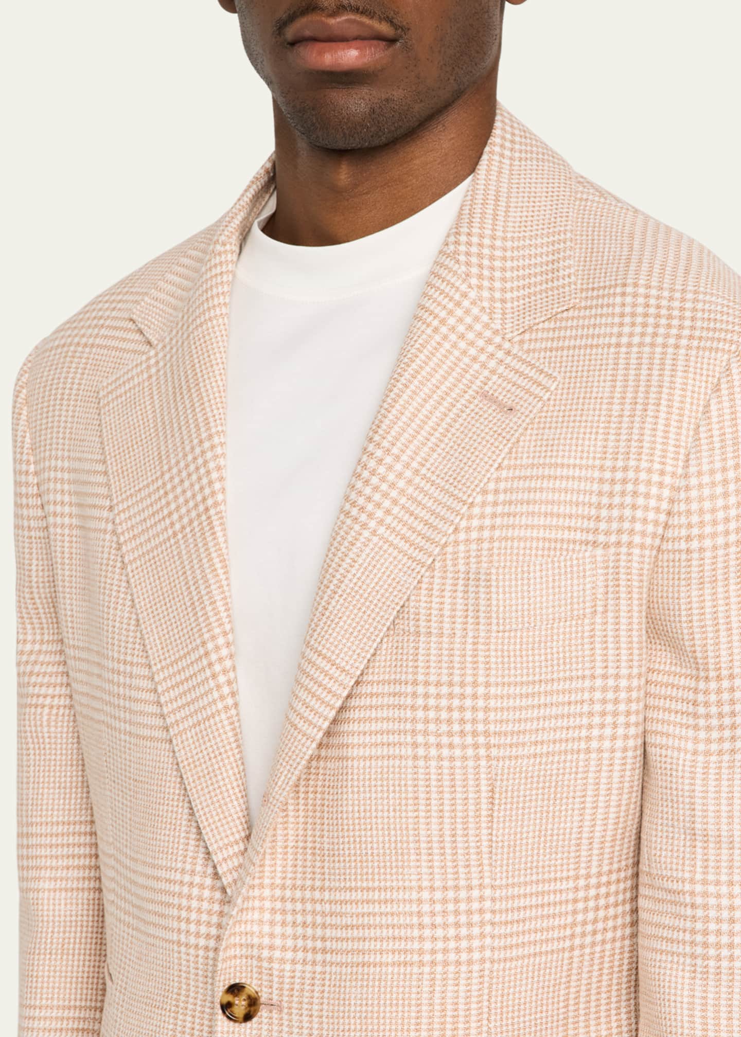 Brunello Cucinelli Men's Macro Prince of Wales Single-Breasted Sport Coat Image 5 of 8