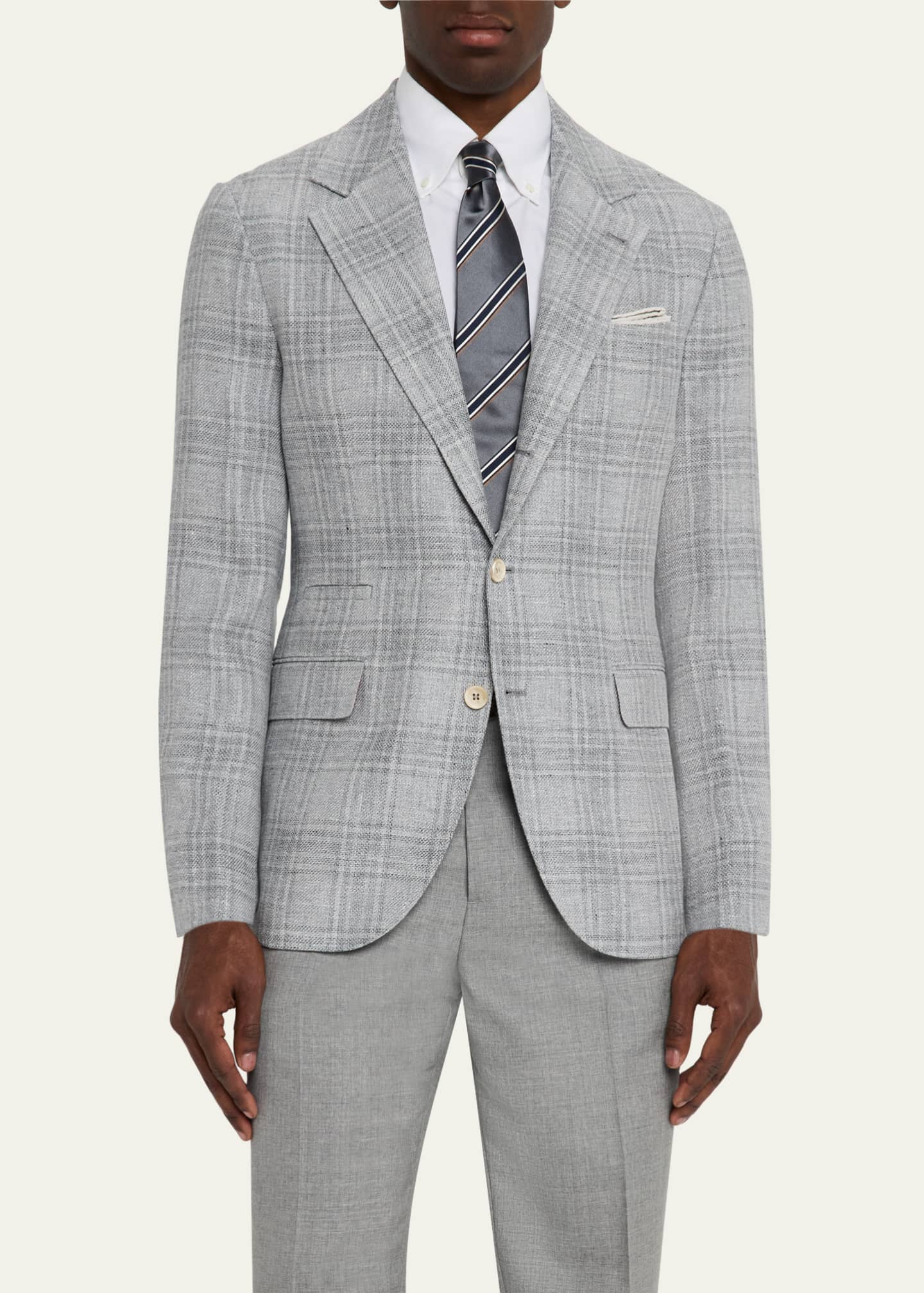 Brunello Cucinelli Men's Plaid Single-Breasted Sport Coat Image 4 of 7