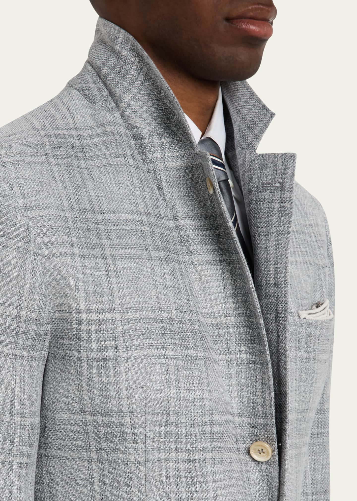 Brunello Cucinelli Men's Plaid Single-Breasted Sport Coat Image 6 of 7