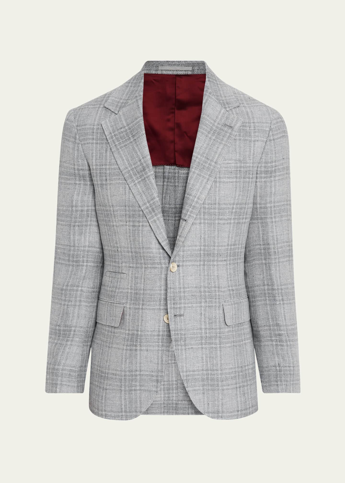 Brunello Cucinelli Men's Plaid Single-Breasted Sport Coat Image 1 of 7
