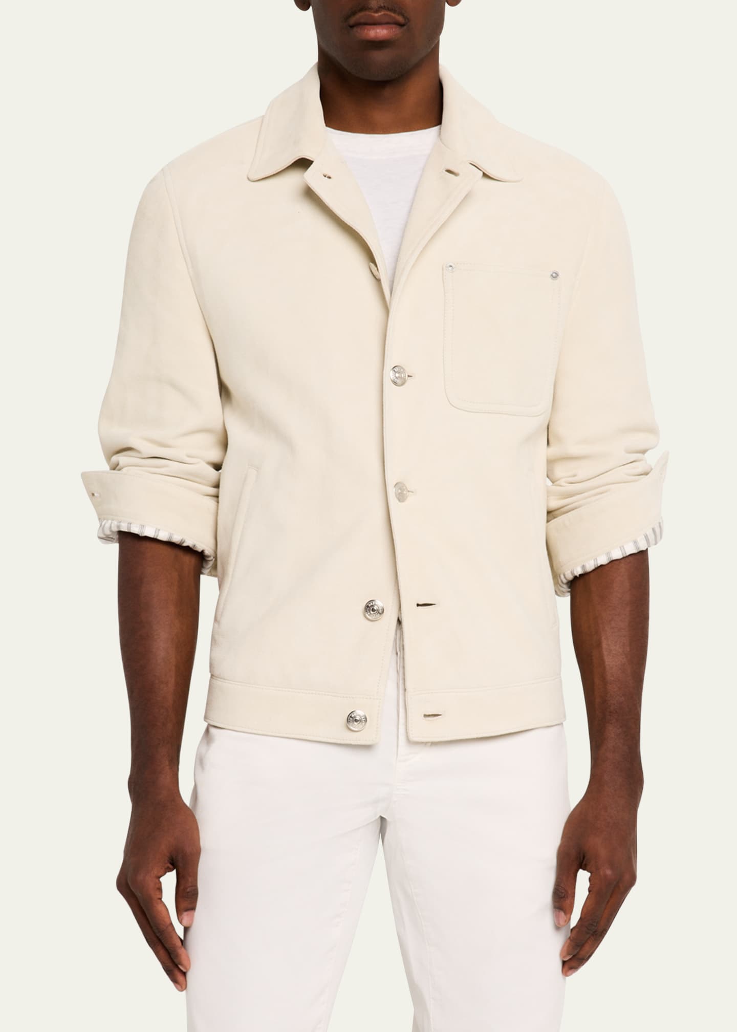 Brunello Cucinelli Men's Suede Shirt Jacket Image 4 of 5