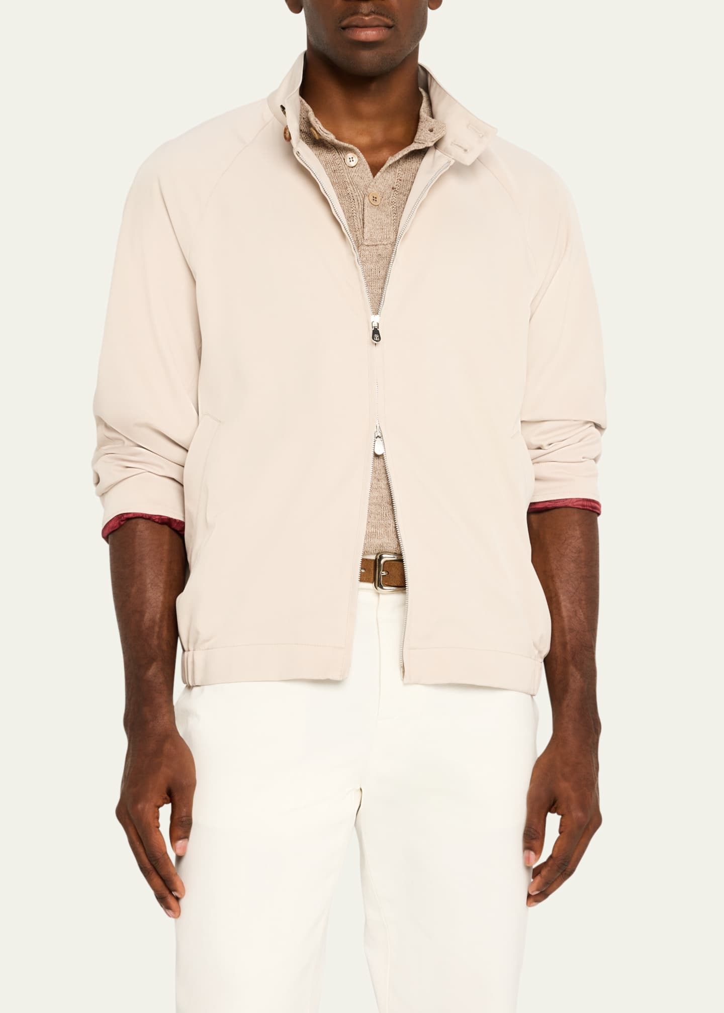 Brunello Cucinelli Men's Silk Full-Zip Blouson Image 4 of 5