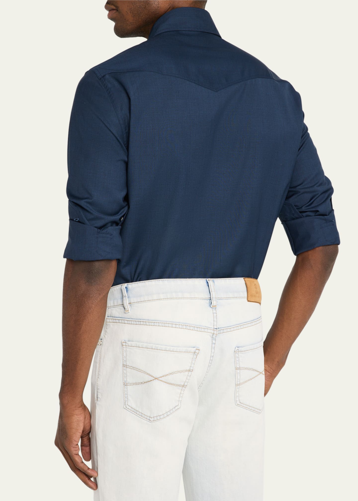 Brunello Cucinelli Men's Wool Western Shirt Image 3 of 5