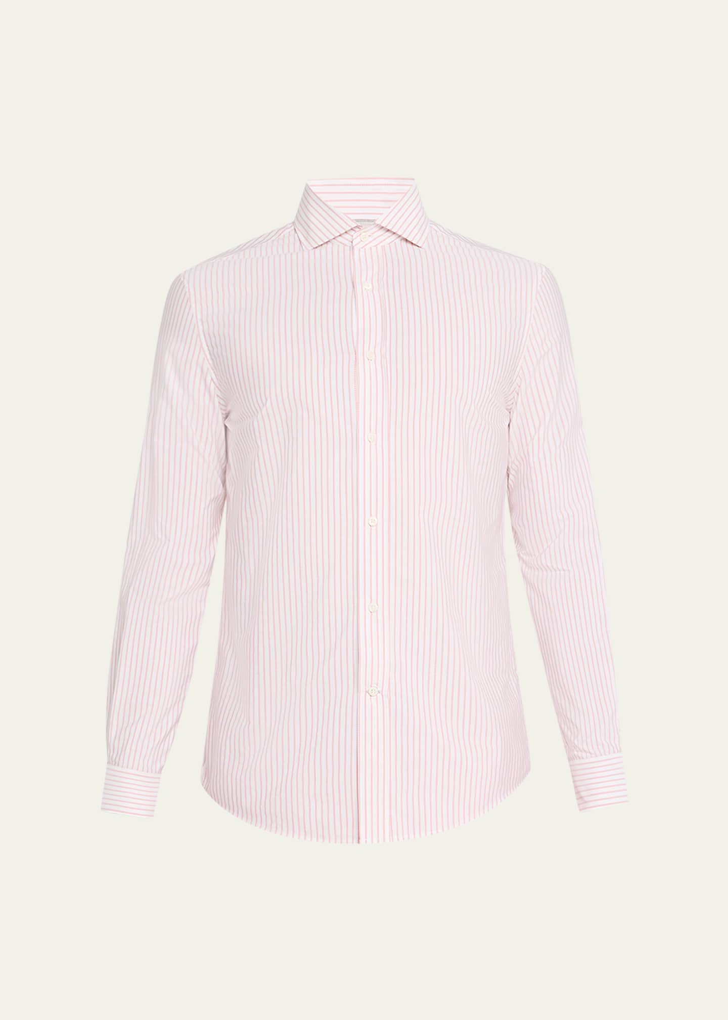 Brunello Cucinelli Men's Cotton Mini Stripe Sport Shirt Image 1 of 5