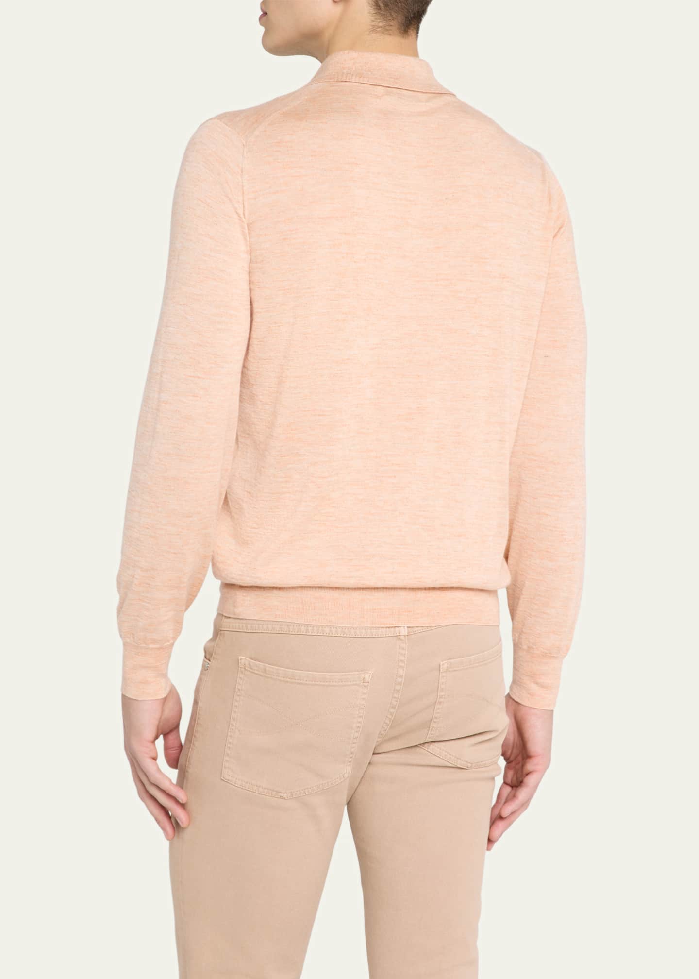 Brunello Cucinelli Men's Cashmere, Silk, and Linen Polo Sweater Image 3 of 5