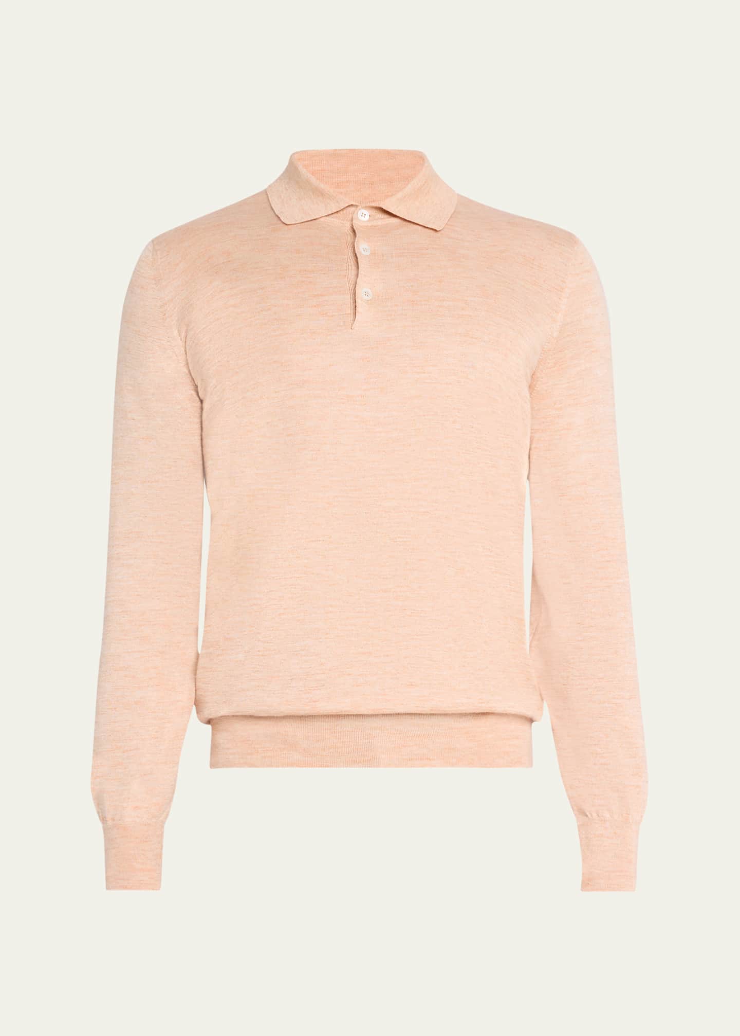 Brunello Cucinelli Men's Cashmere, Silk, and Linen Polo Sweater Image 1 of 5