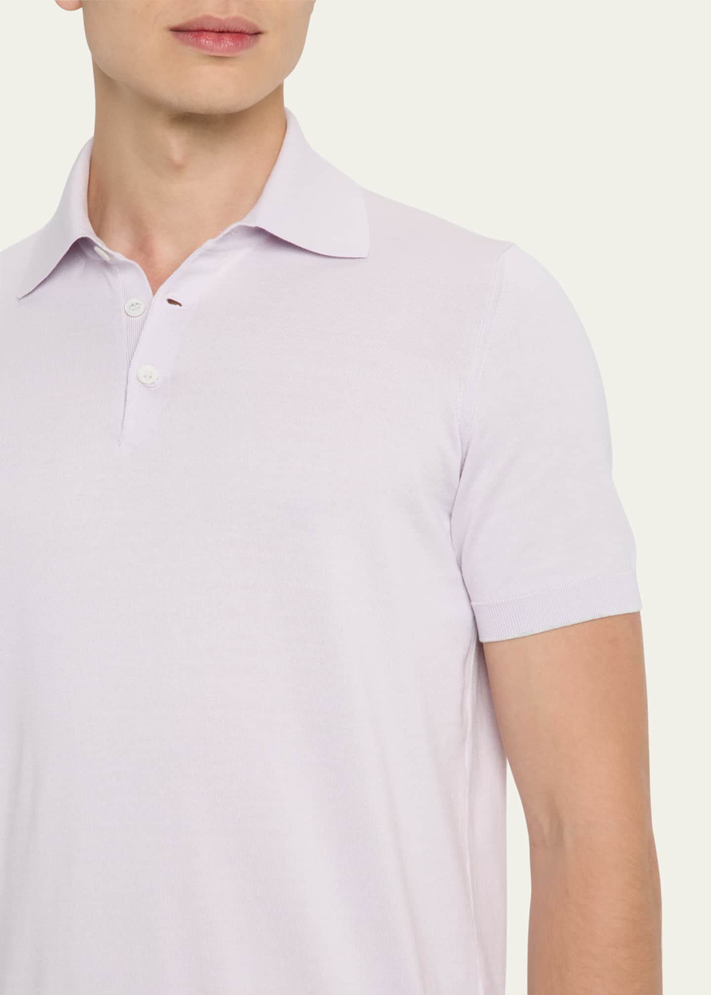 Brunello Cucinelli Men's Cotton Short-Sleeve Polo Sweater Image 5 of 5
