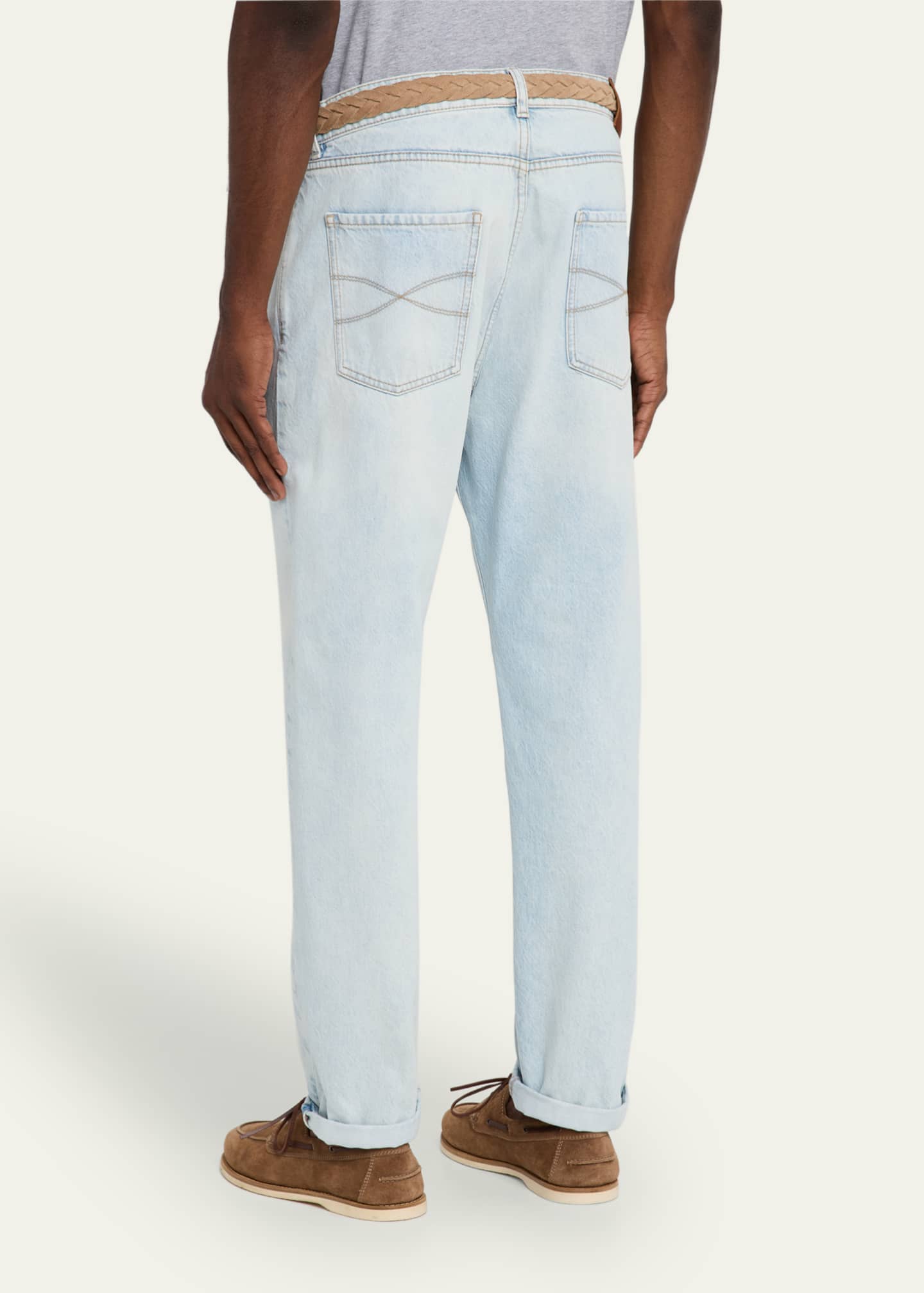 Brunello Cucinelli Men's Iconic-Fit Denim Five-Pocket Pants Image 3 of 5