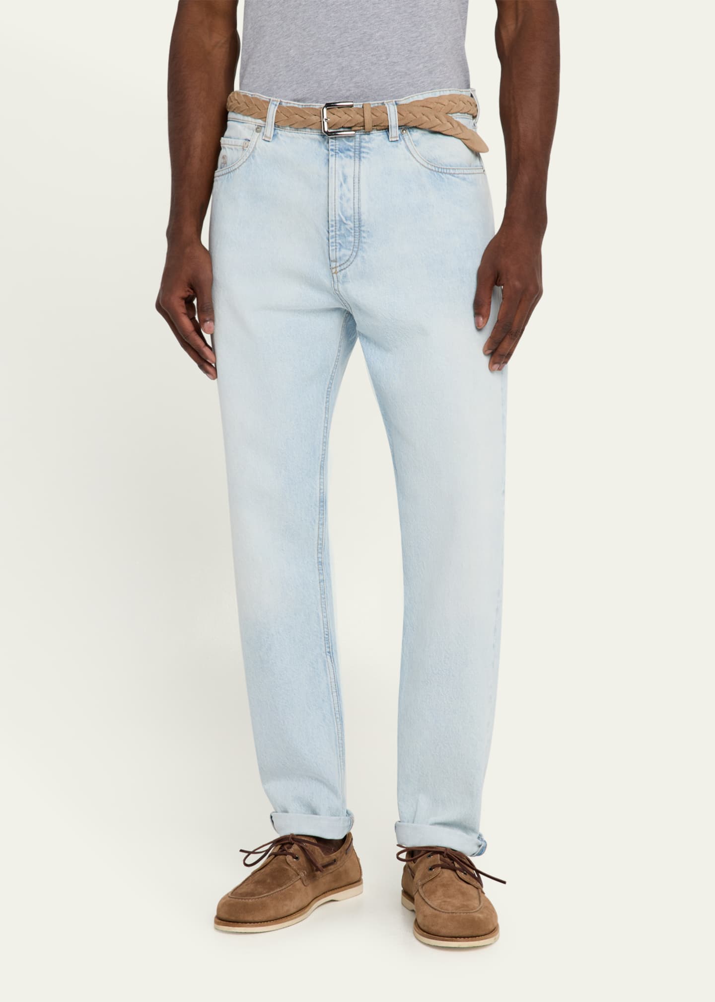 Brunello Cucinelli Men's Iconic-Fit Denim Five-Pocket Pants Image 4 of 5