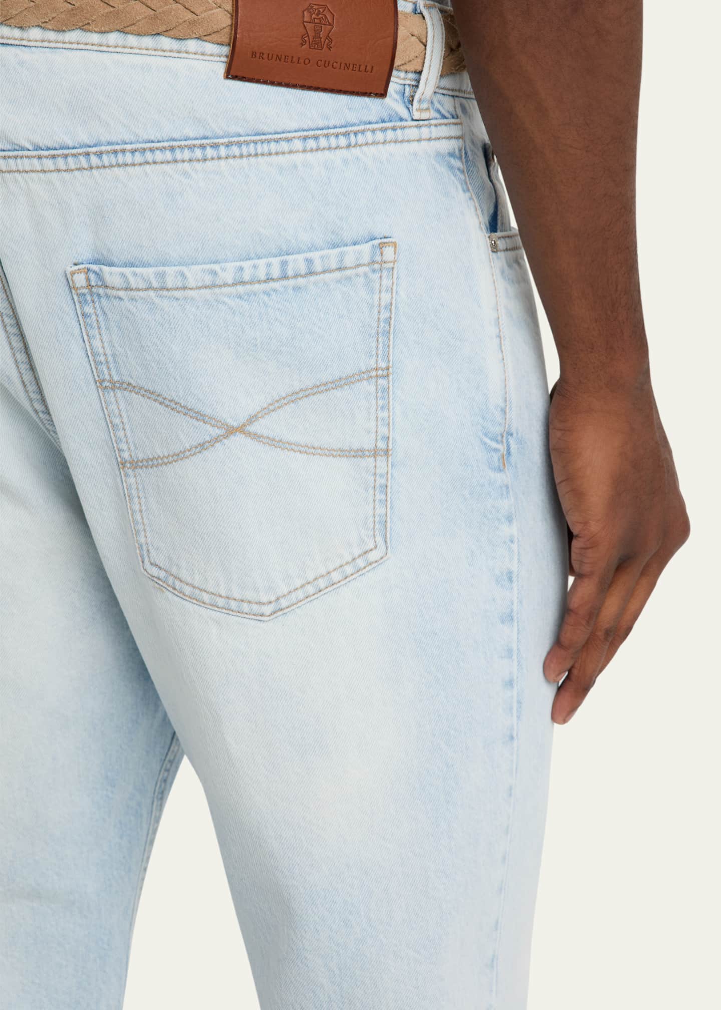 Brunello Cucinelli Men's Iconic-Fit Denim Five-Pocket Pants Image 5 of 5