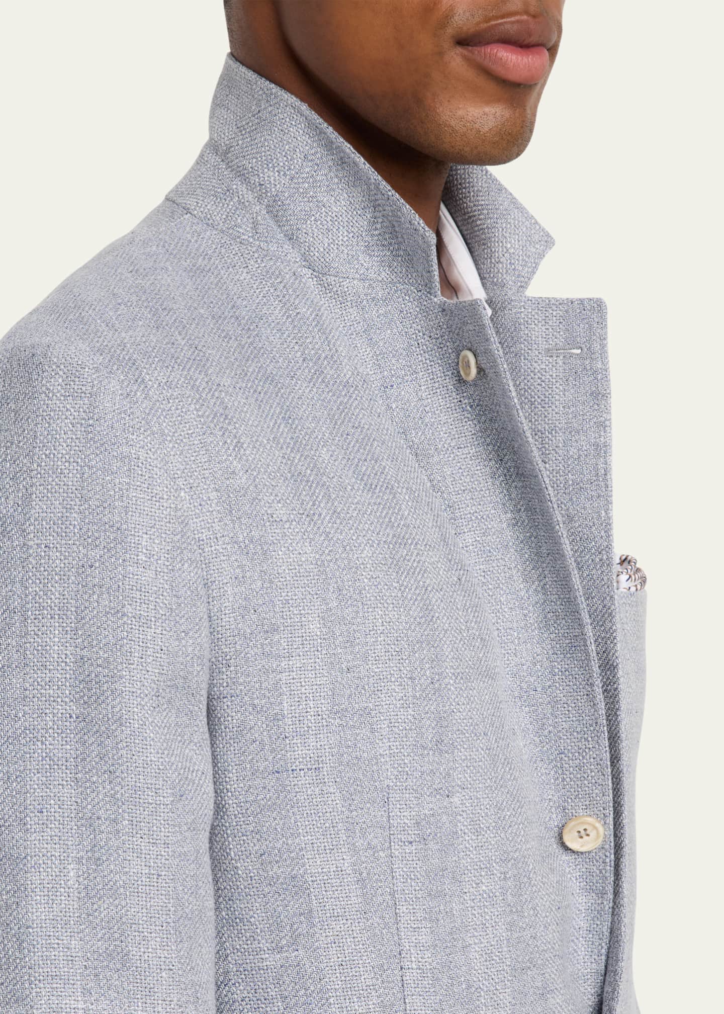Brunello Cucinelli Men's Linen, Silk and Wool Woven Sport Coat Image 7 of 8