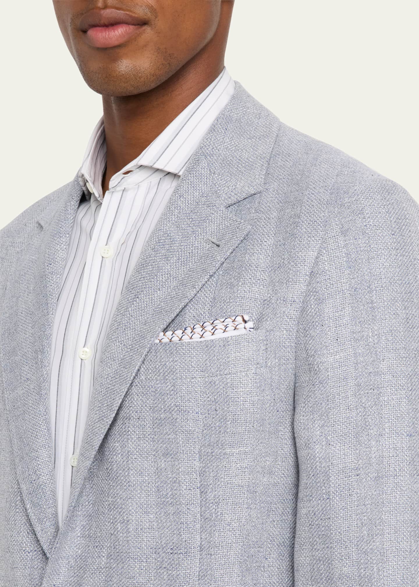 Brunello Cucinelli Men's Linen, Silk and Wool Woven Sport Coat Image 5 of 8