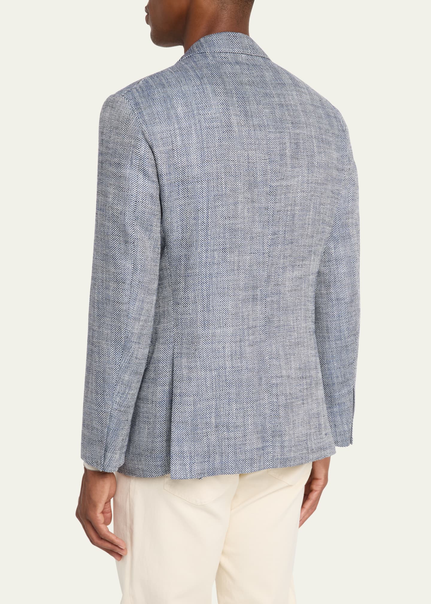 Brunello Cucinelli Men's Silk, Linen and Cotton Chevron Sport Coat Image 3 of 8