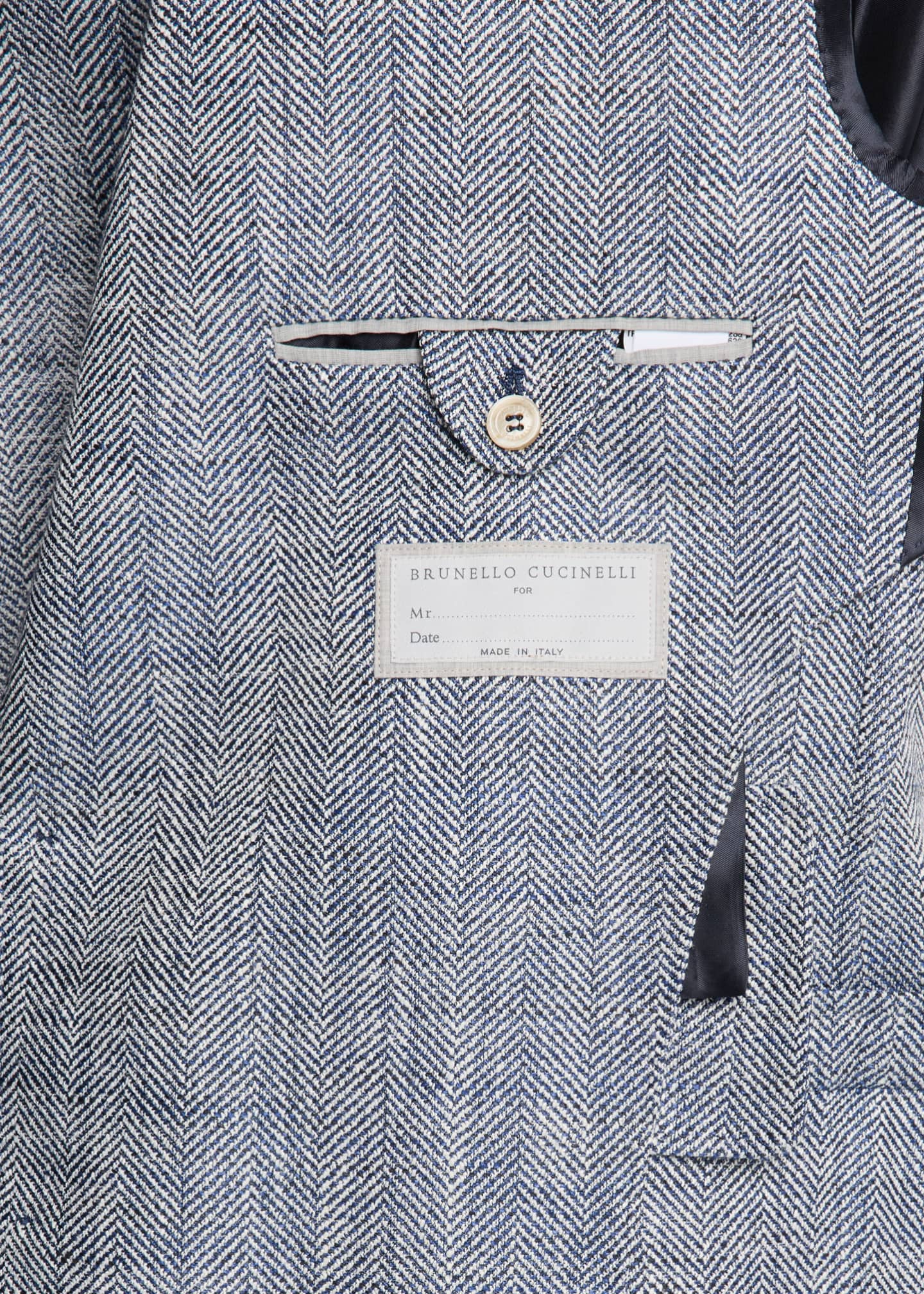 Brunello Cucinelli Men's Silk, Linen and Cotton Chevron Sport Coat Image 6 of 8