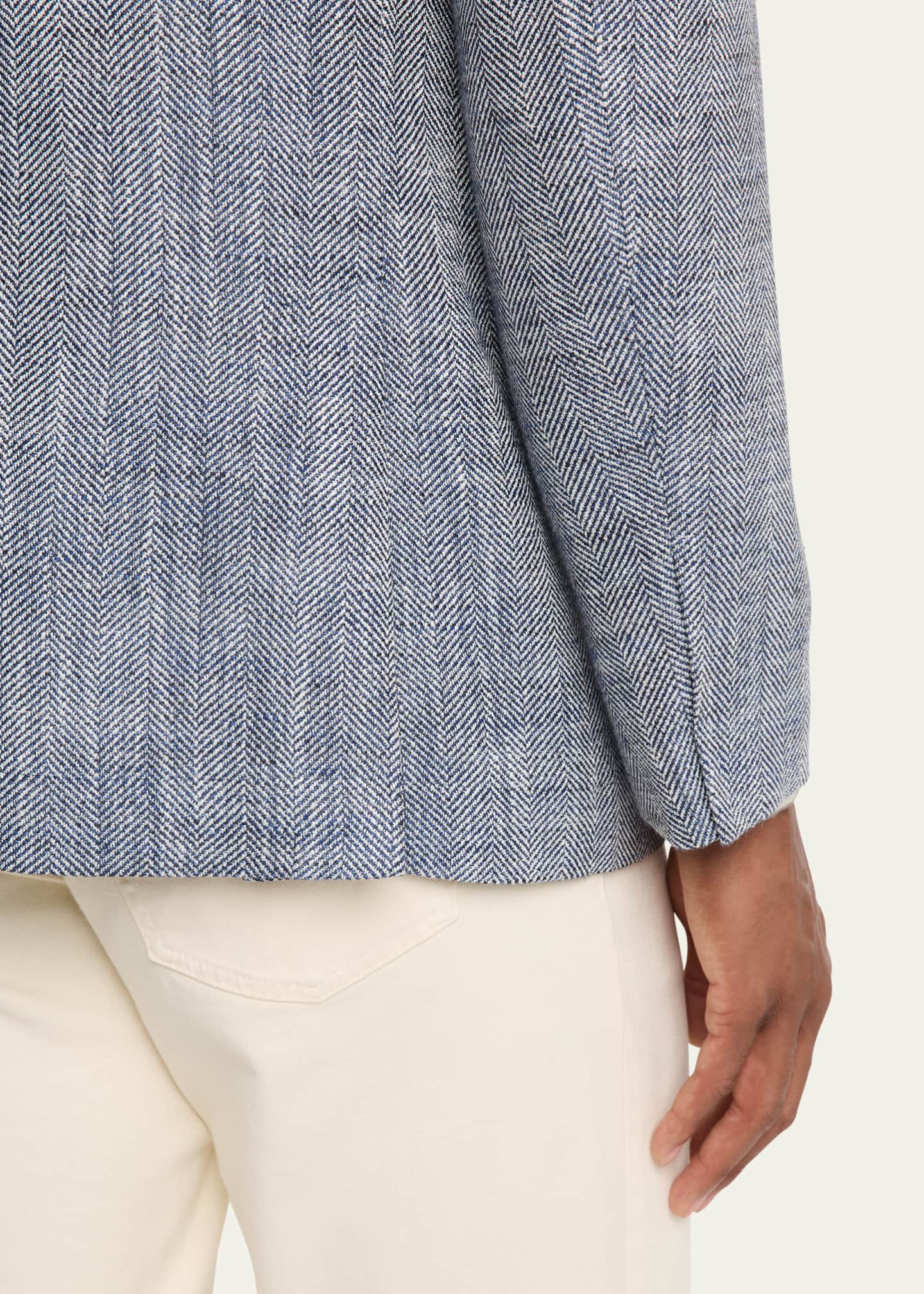Brunello Cucinelli Men's Silk, Linen and Cotton Chevron Sport Coat Image 8 of 8