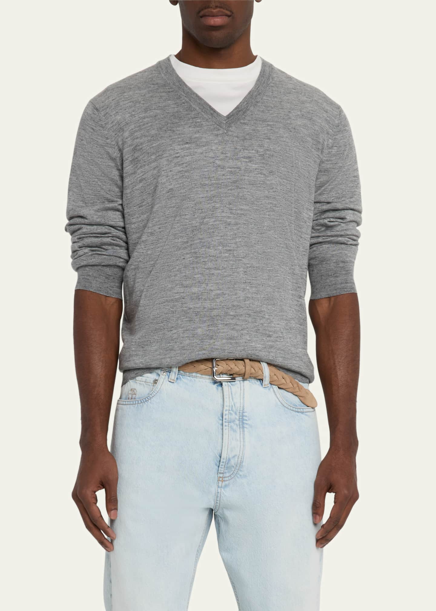 Brunello Cucinelli Men's Cashmere-Blend V-Neck Sweater - Bergdorf