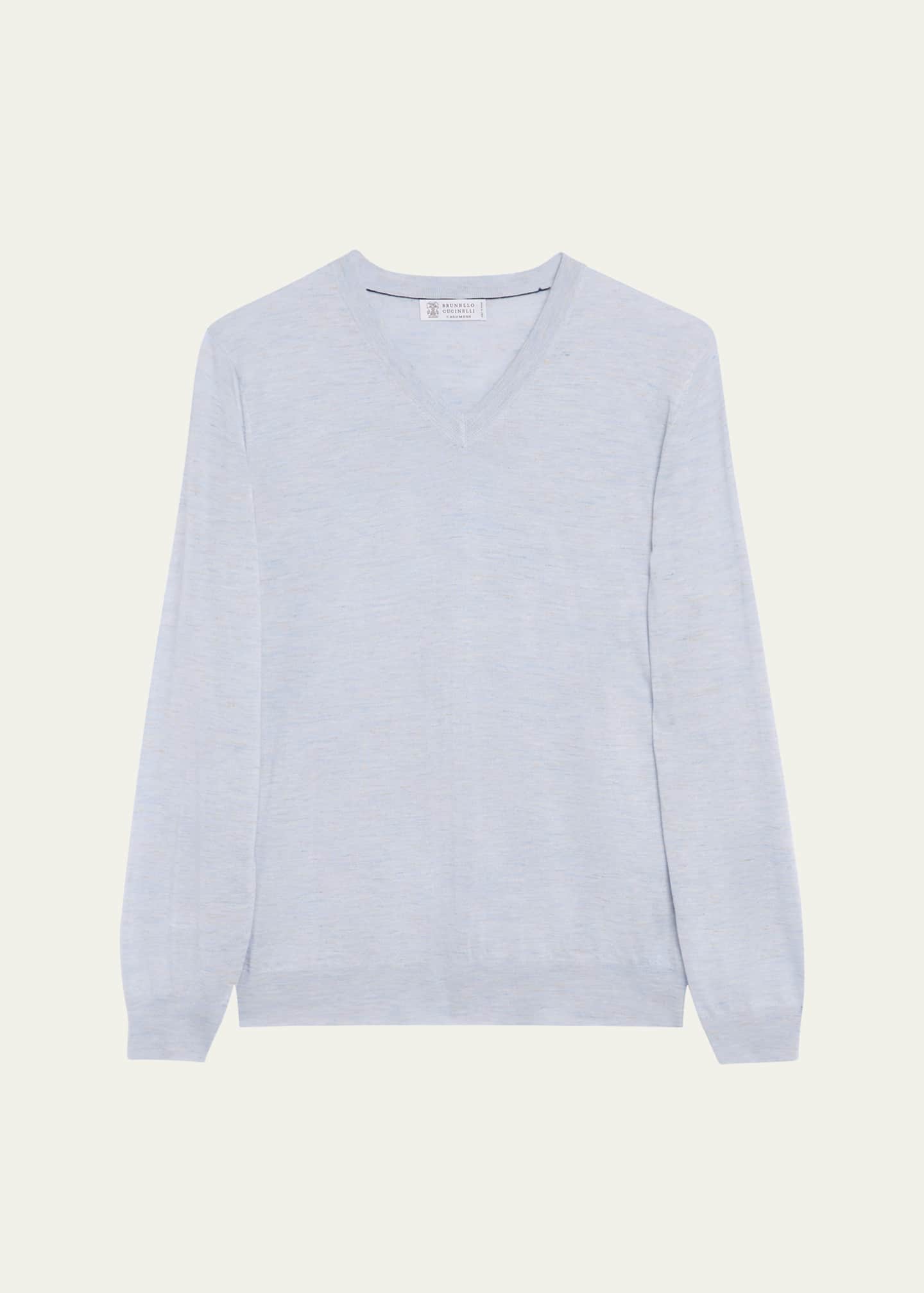 Brunello Cucinelli Men's Cashmere-Blend V-Neck Sweater Image 1 of 5