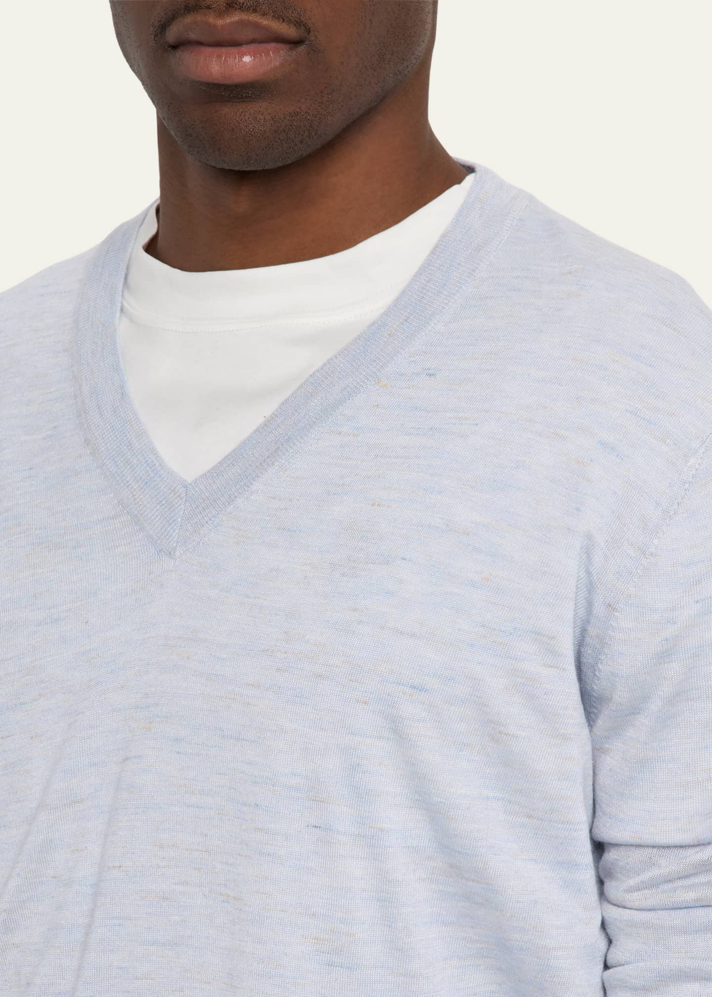 Brunello Cucinelli Men's Cashmere-Blend V-Neck Sweater Image 5 of 5