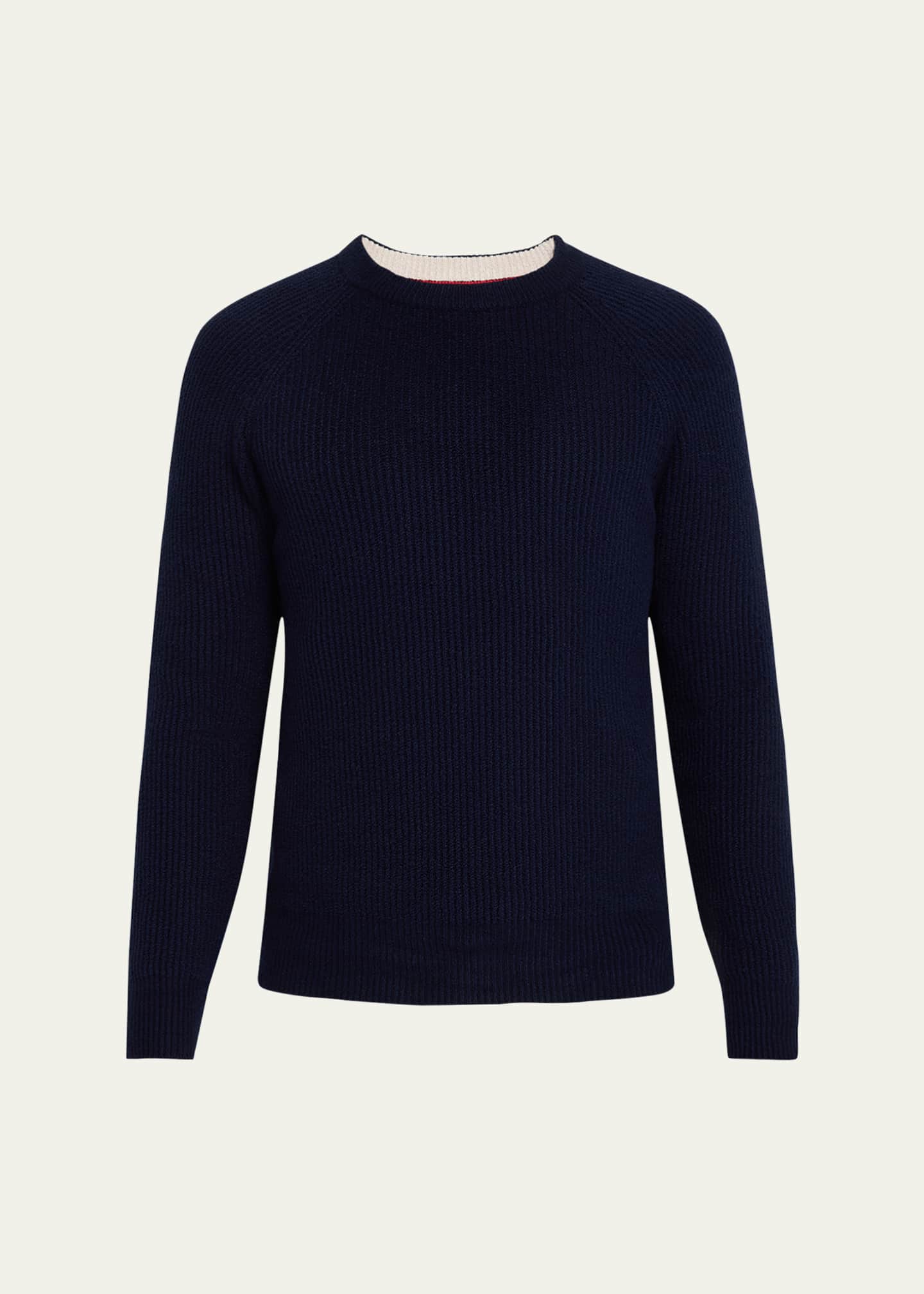 Brunello Cucinelli Men's Cotton English Rib Crewneck Sweater Image 1 of 5