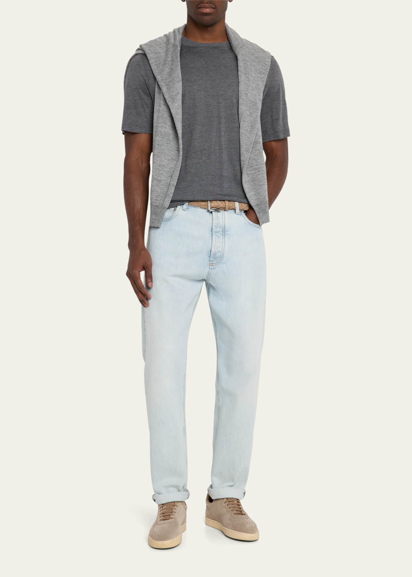 Brunello Cucinelli Men's Cotton and Silk Crewneck T-Shirt Image 2 of 5