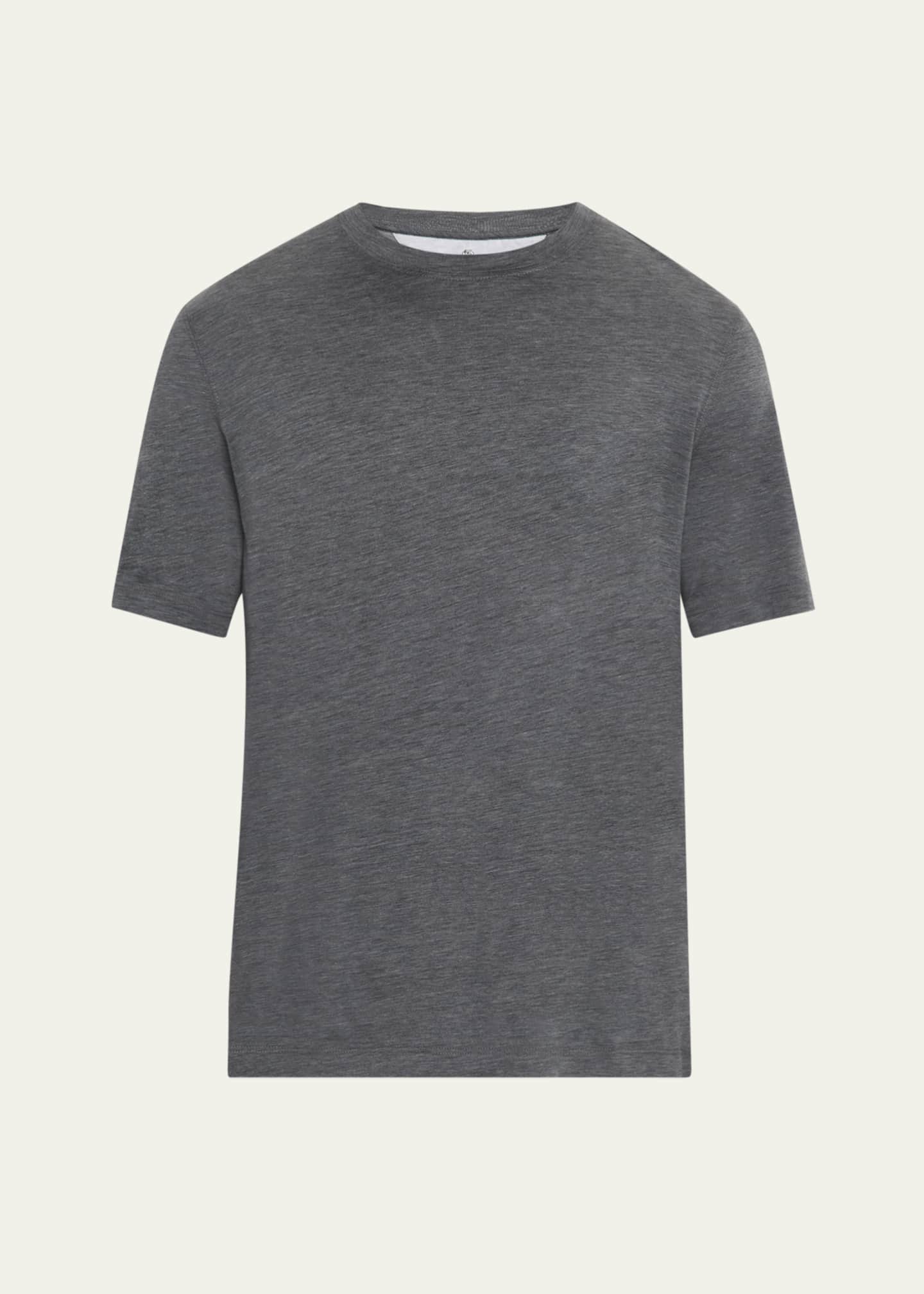 Brunello Cucinelli Men's Cotton and Silk Crewneck T-Shirt Image 1 of 5