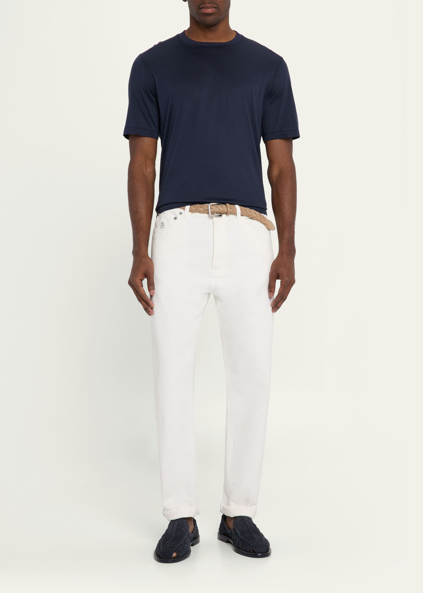 Brunello Cucinelli Men's Cotton and Silk Crewneck T-Shirt Image 2 of 5