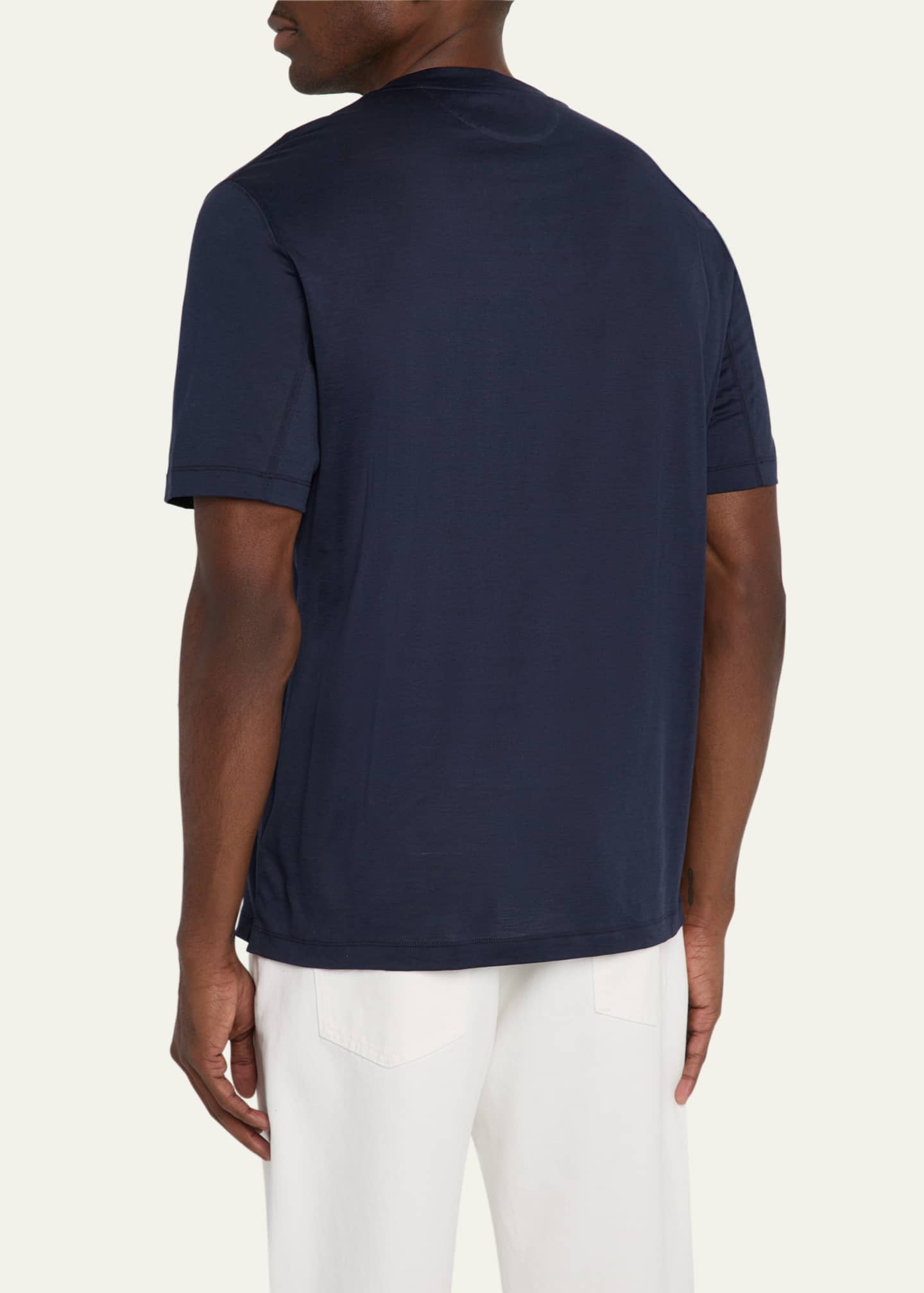 Brunello Cucinelli Men's Cotton and Silk Crewneck T-Shirt Image 3 of 5