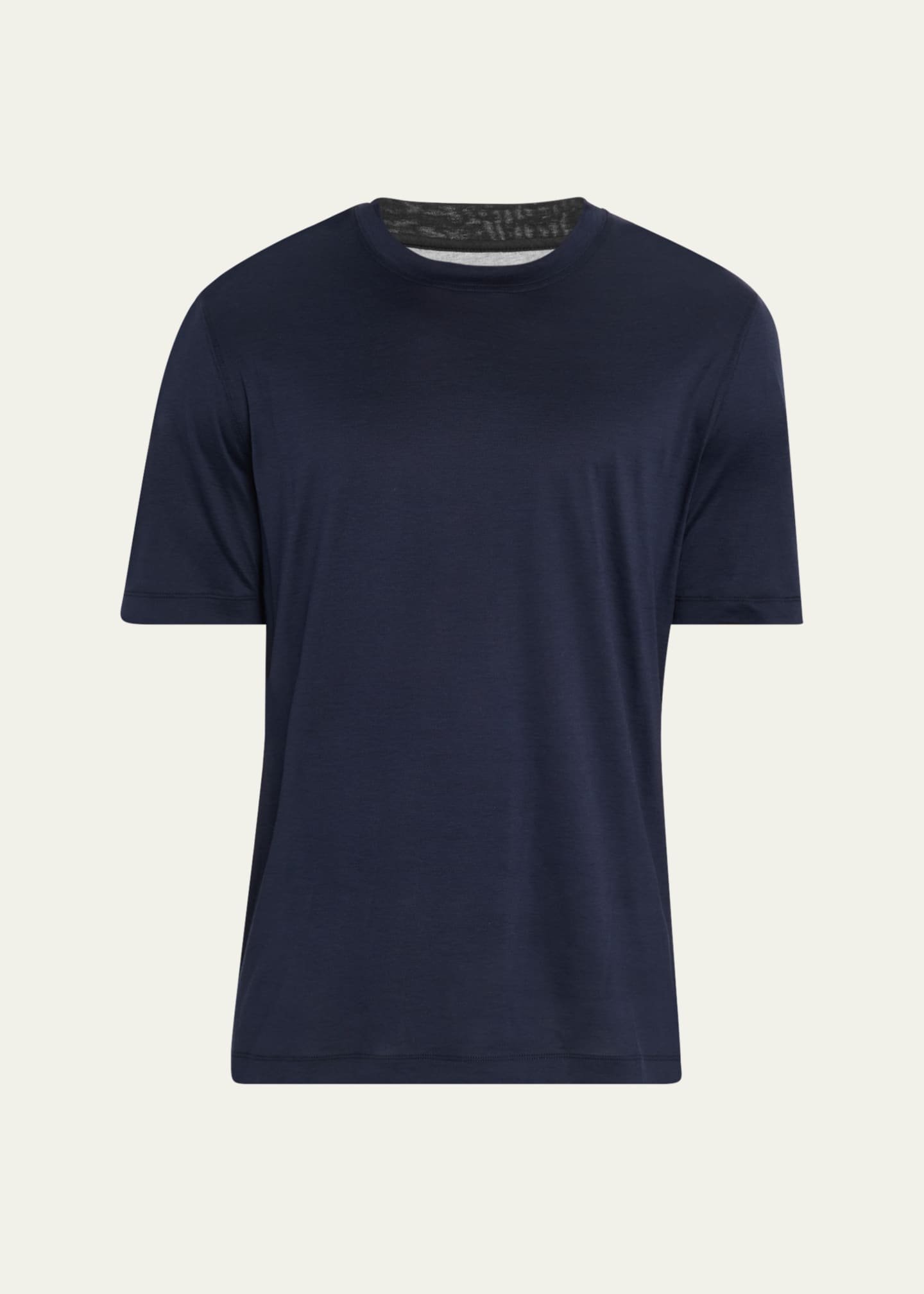 Brunello Cucinelli Men's Cotton and Silk Crewneck T-Shirt Image 1 of 5