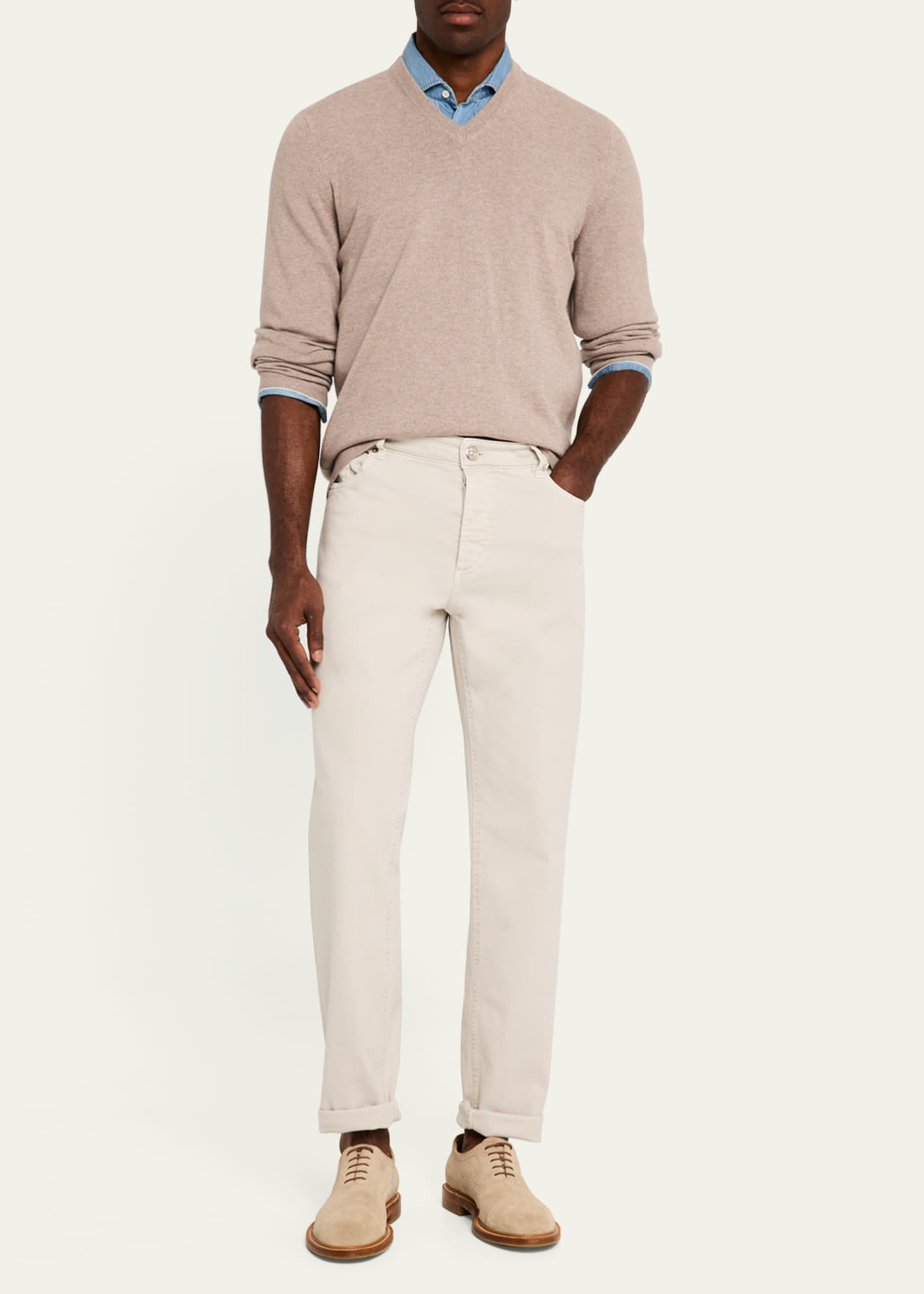 Brunello Cucinelli Men's Dyed Denim Five-Pocket Pants Image 2 of 5