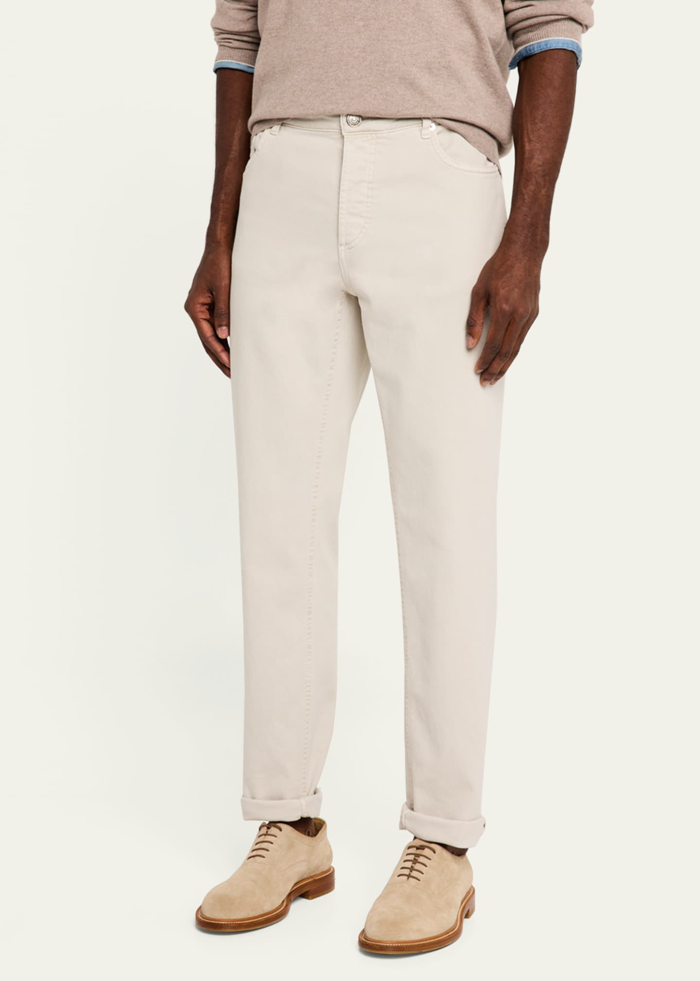 Brunello Cucinelli Men's Dyed Denim Five-Pocket Pants Image 4 of 5