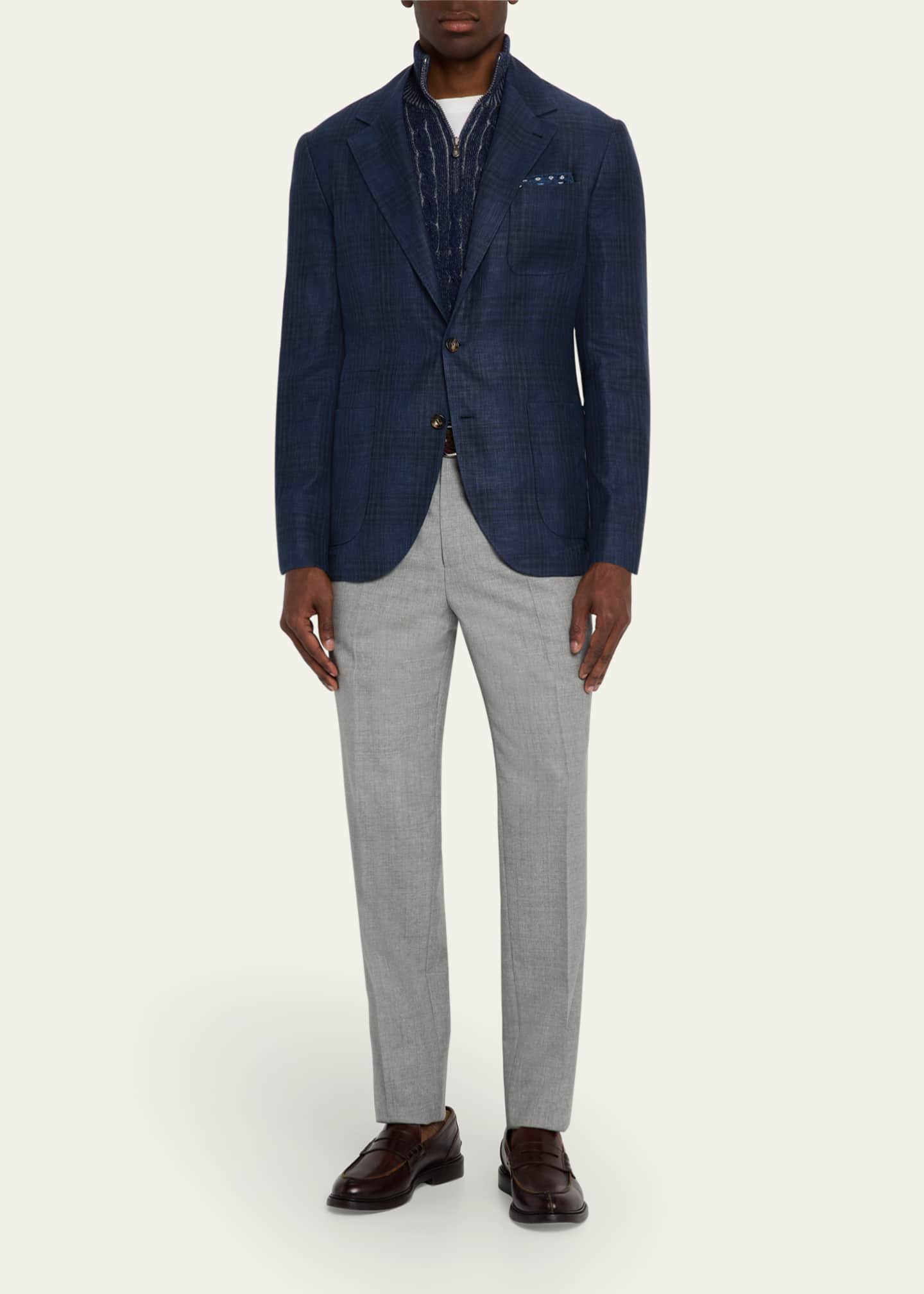 Brunello Cucinelli Men's Madras Check Single-Breasted Sport Coat Image 2 of 8