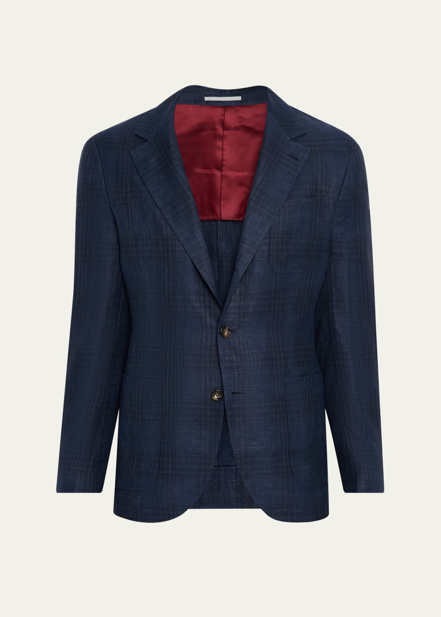 Brunello Cucinelli Men's Madras Check Single-Breasted Sport Coat Image 1 of 8