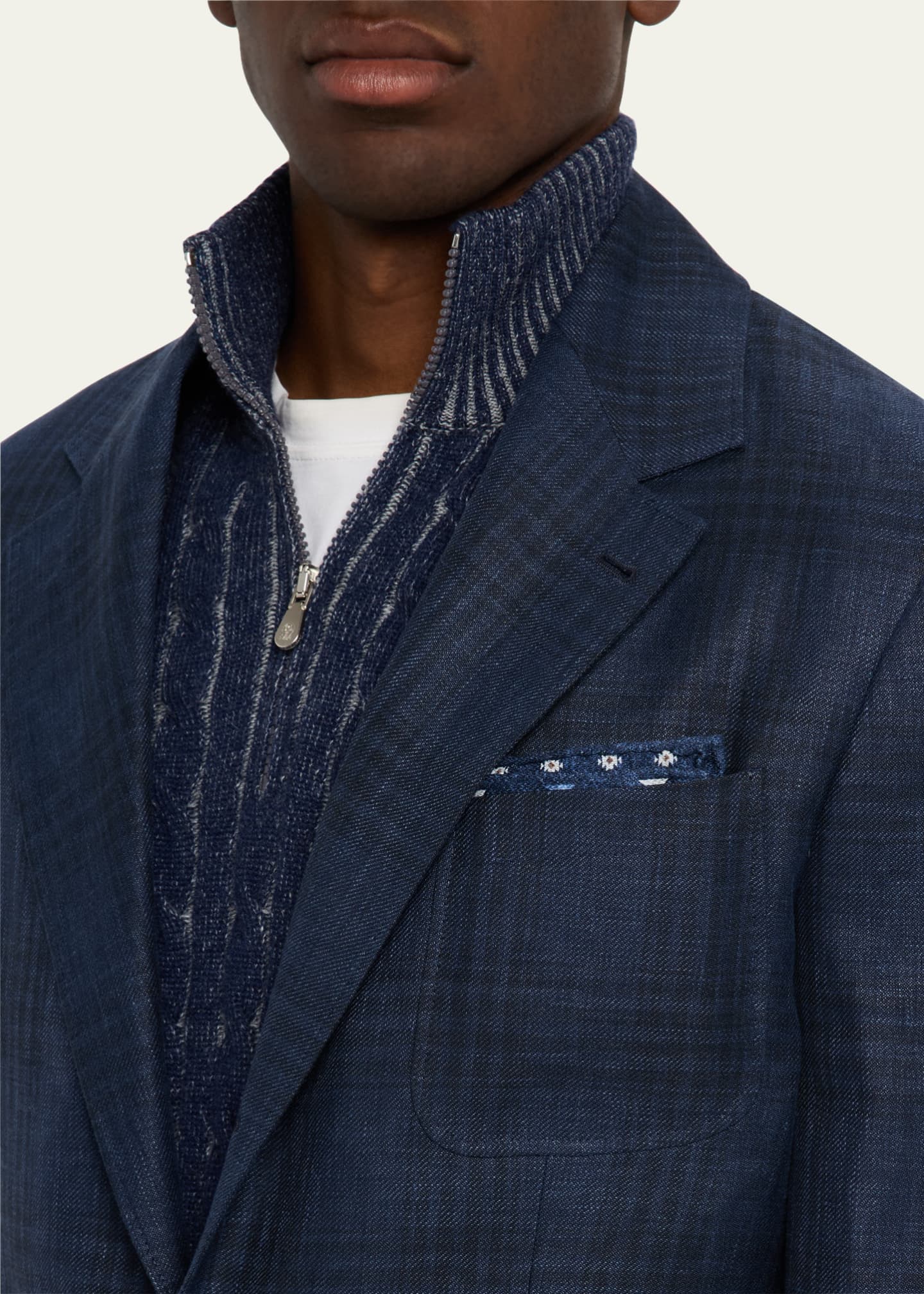 Brunello Cucinelli Men's Madras Check Single-Breasted Sport Coat Image 5 of 8