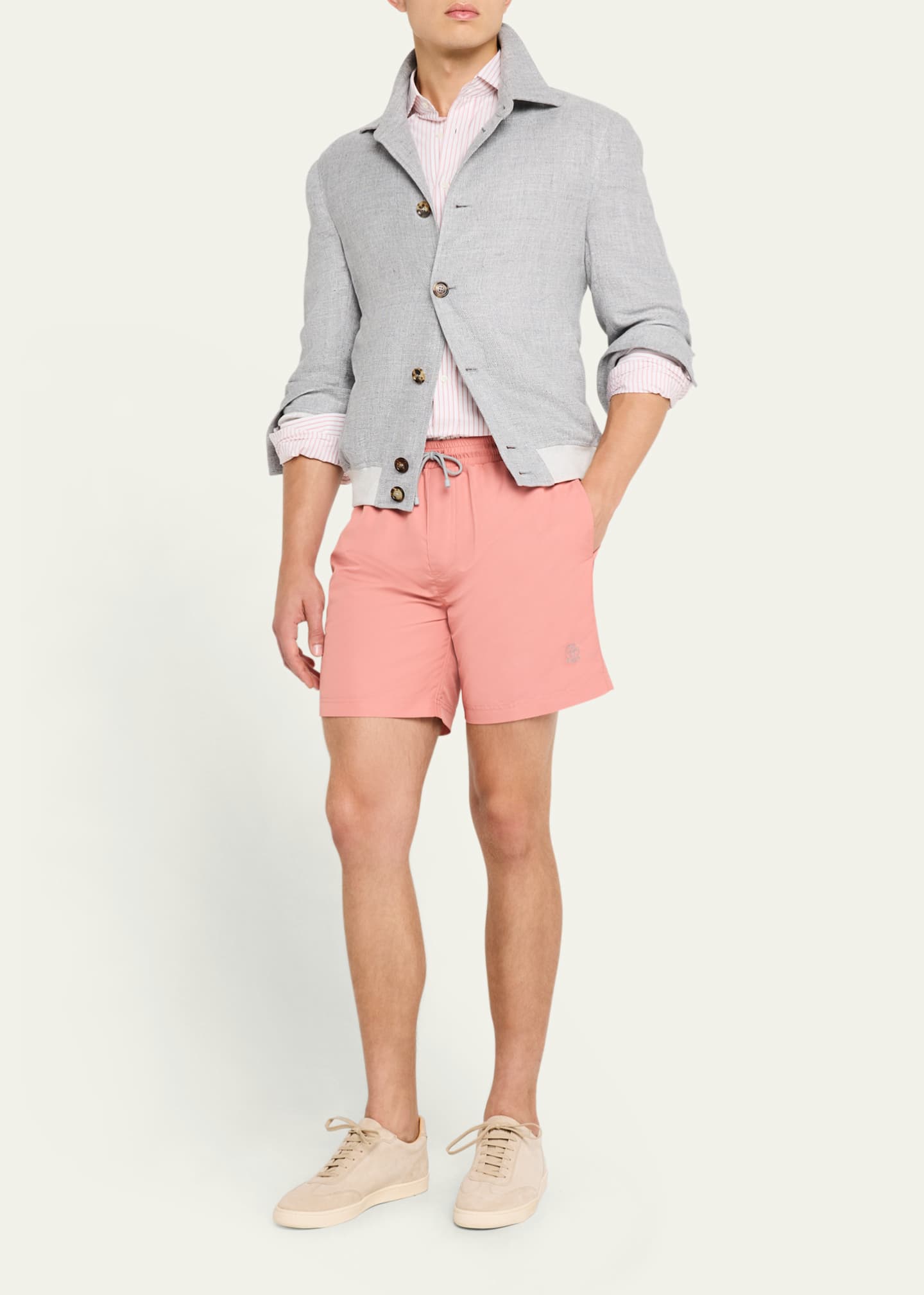Brunello Cucinelli Men's Button-Front Blouson Jacket Image 2 of 5