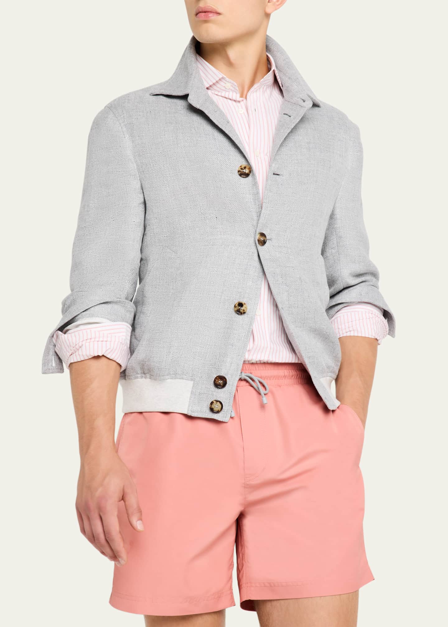 Brunello Cucinelli Men's Button-Front Blouson Jacket Image 4 of 5