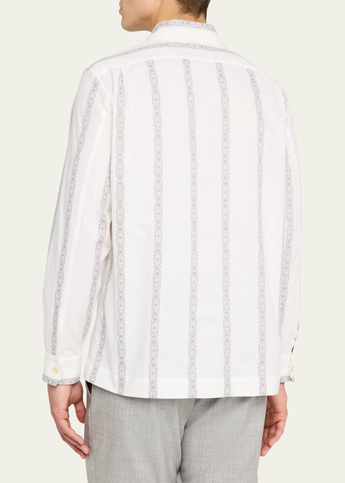Brunello Cucinelli Men's Cotton Pattern Stripe Sport Shirt Image 3 of 5
