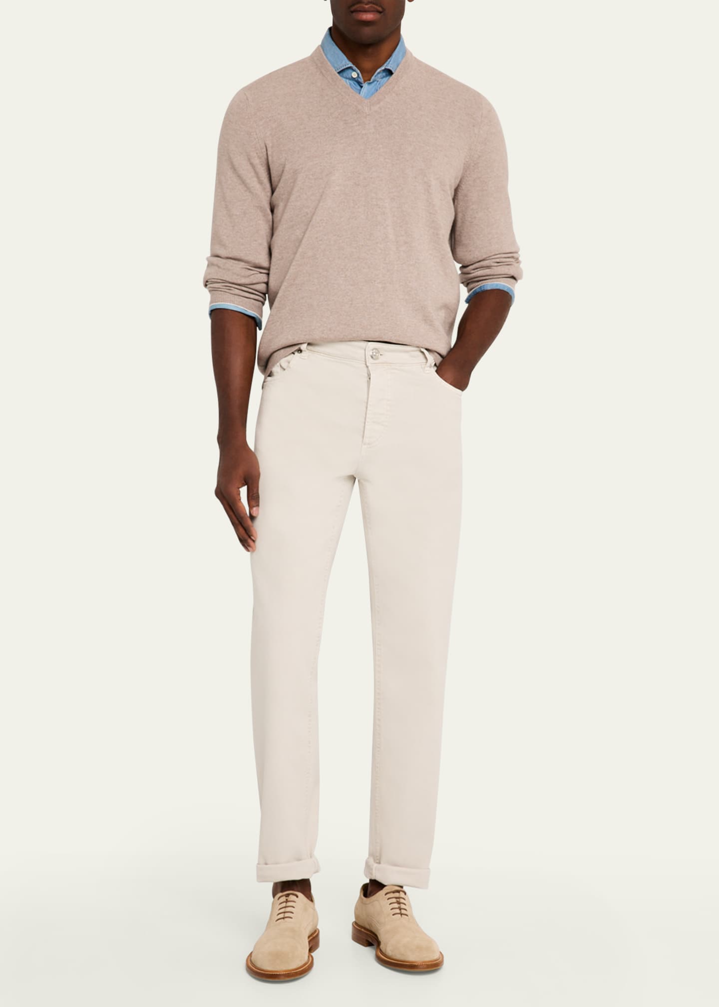 Brunello Cucinelli Men's Cashmere V-Neck Sweater Image 2 of 5