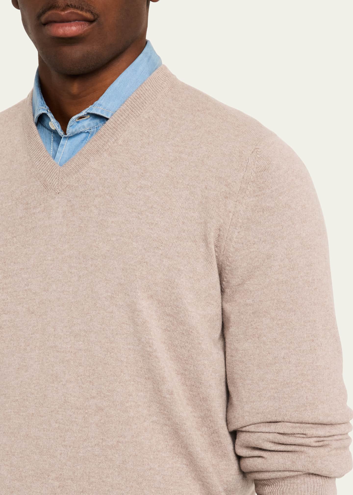 Brunello Cucinelli Men's Cashmere V-Neck Sweater Image 5 of 5