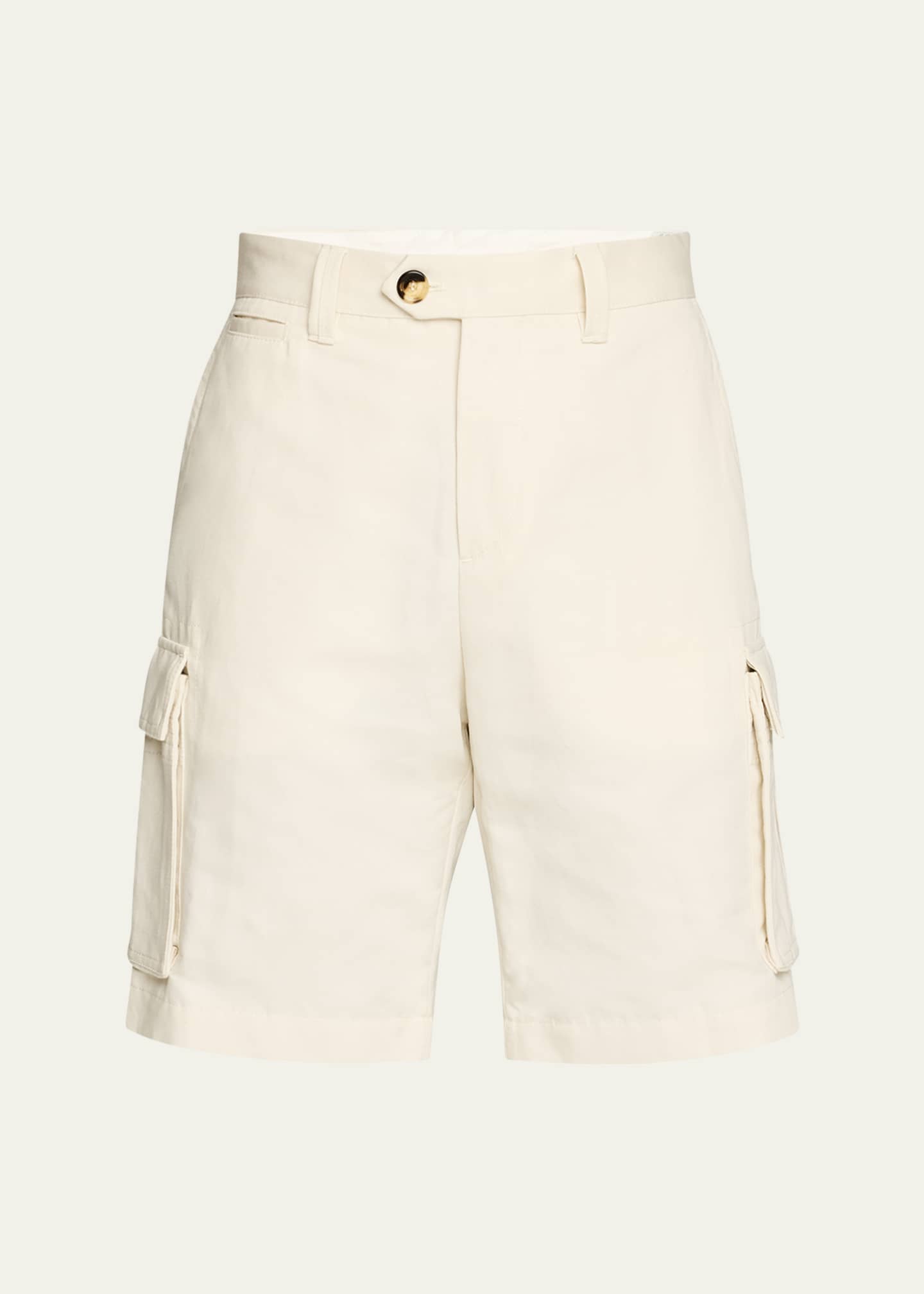 Brunello Cucinelli Men's Linen and Cotton Cargo Bermuda Shorts Image 1 of 5
