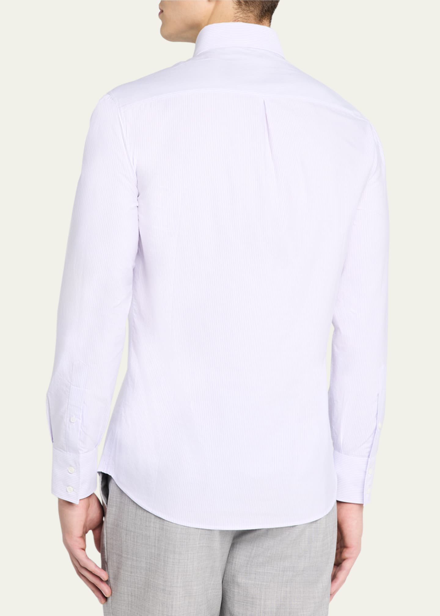 Brunello Cucinelli Men's Cotton Micro-Stripe Sport Shirt Image 3 of 5
