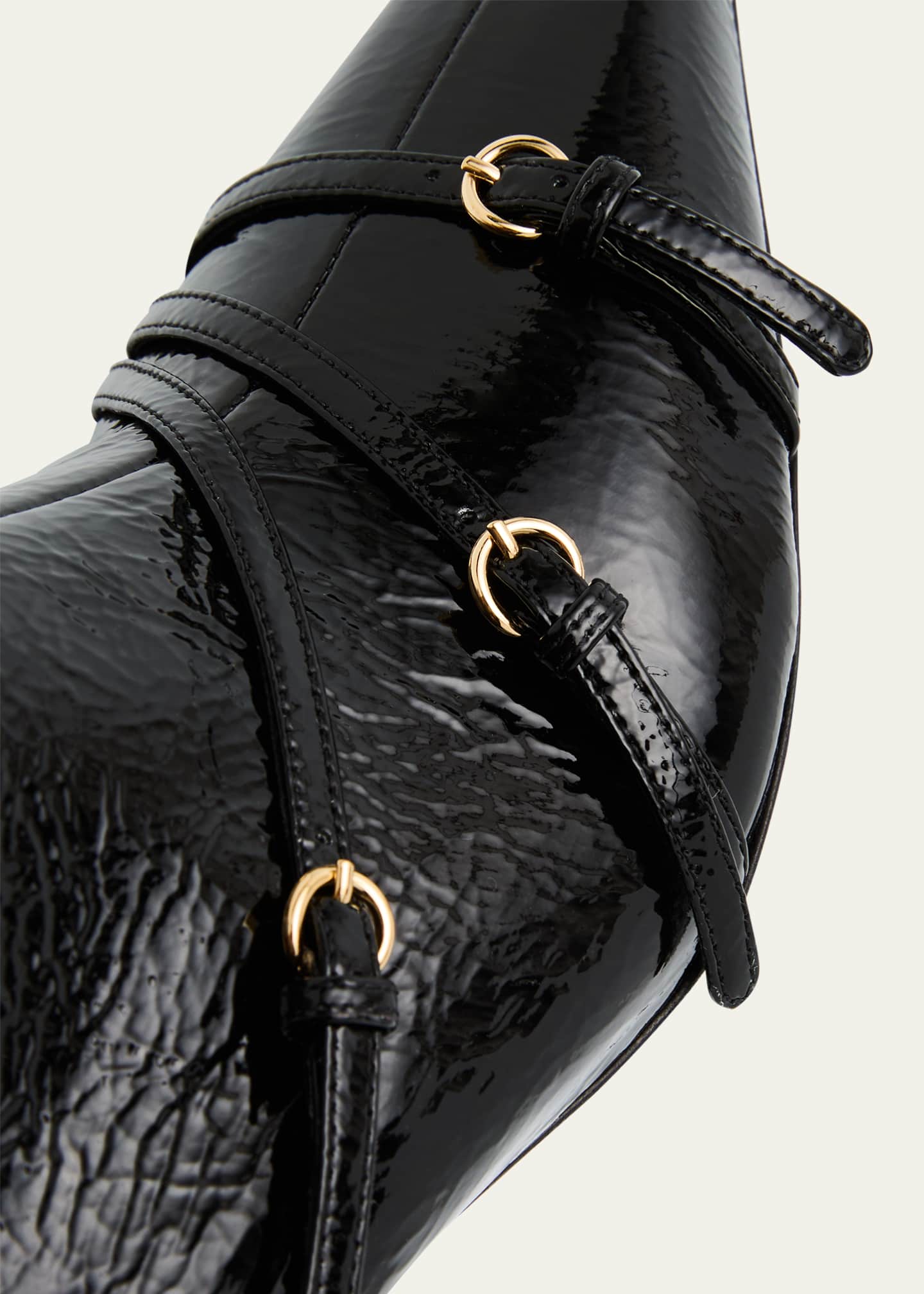 Leather Buckle Trio Ankle Booties