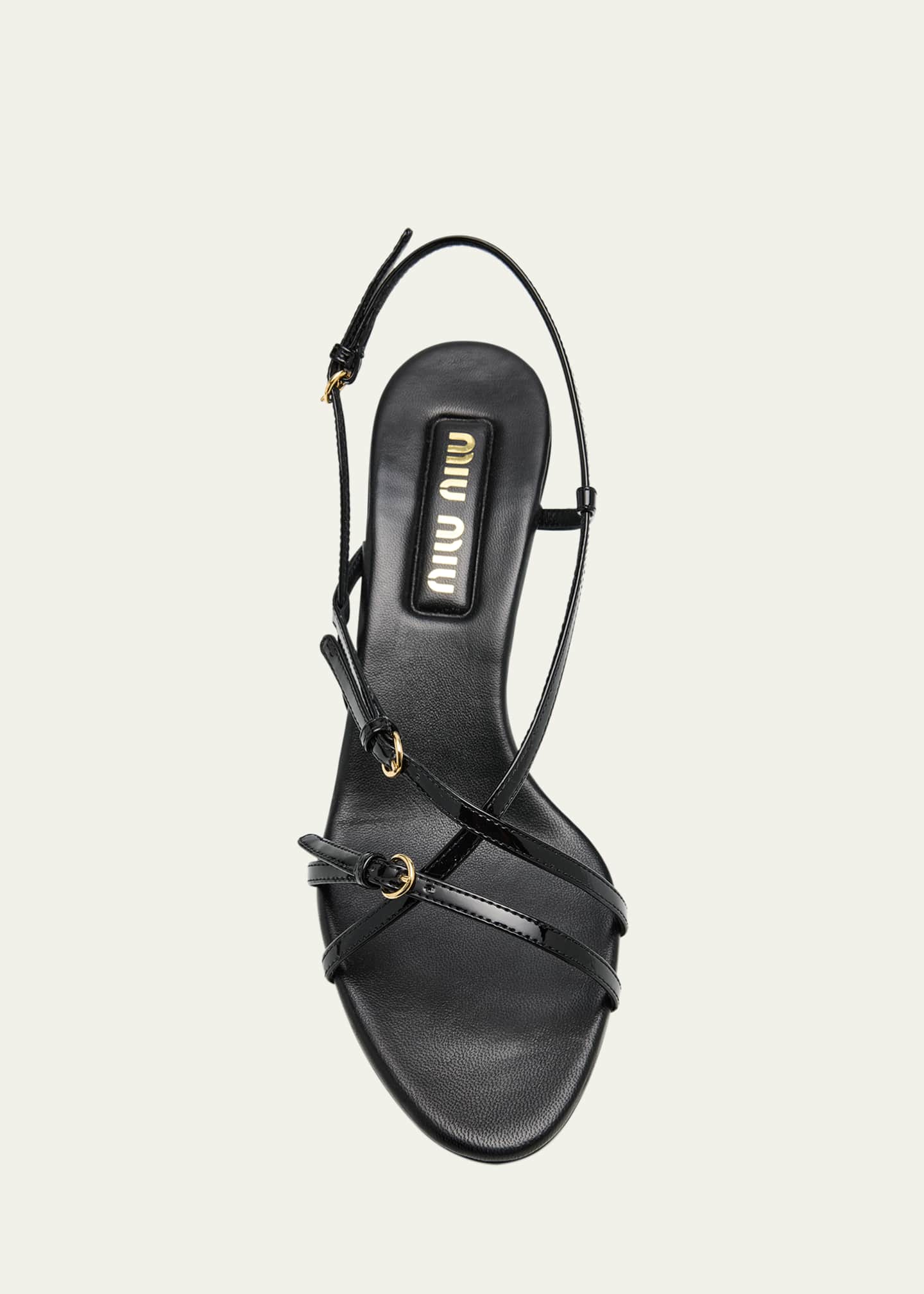 Miu Miu Vernice Strappy Leather Slingback Sandals