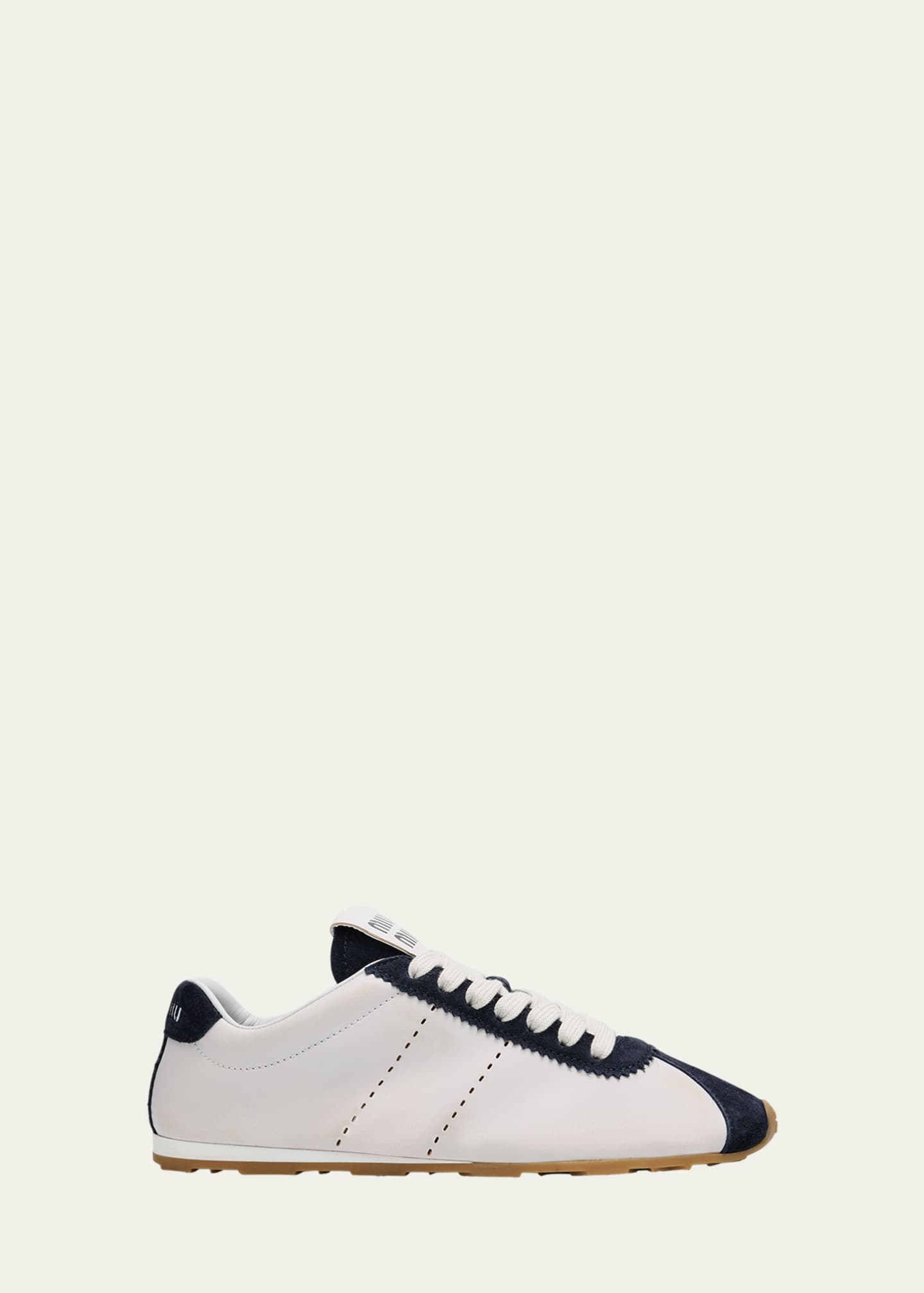 Miu Miu Bicolor Mixed Leather Low-Top Sneakers Image 1 of 6