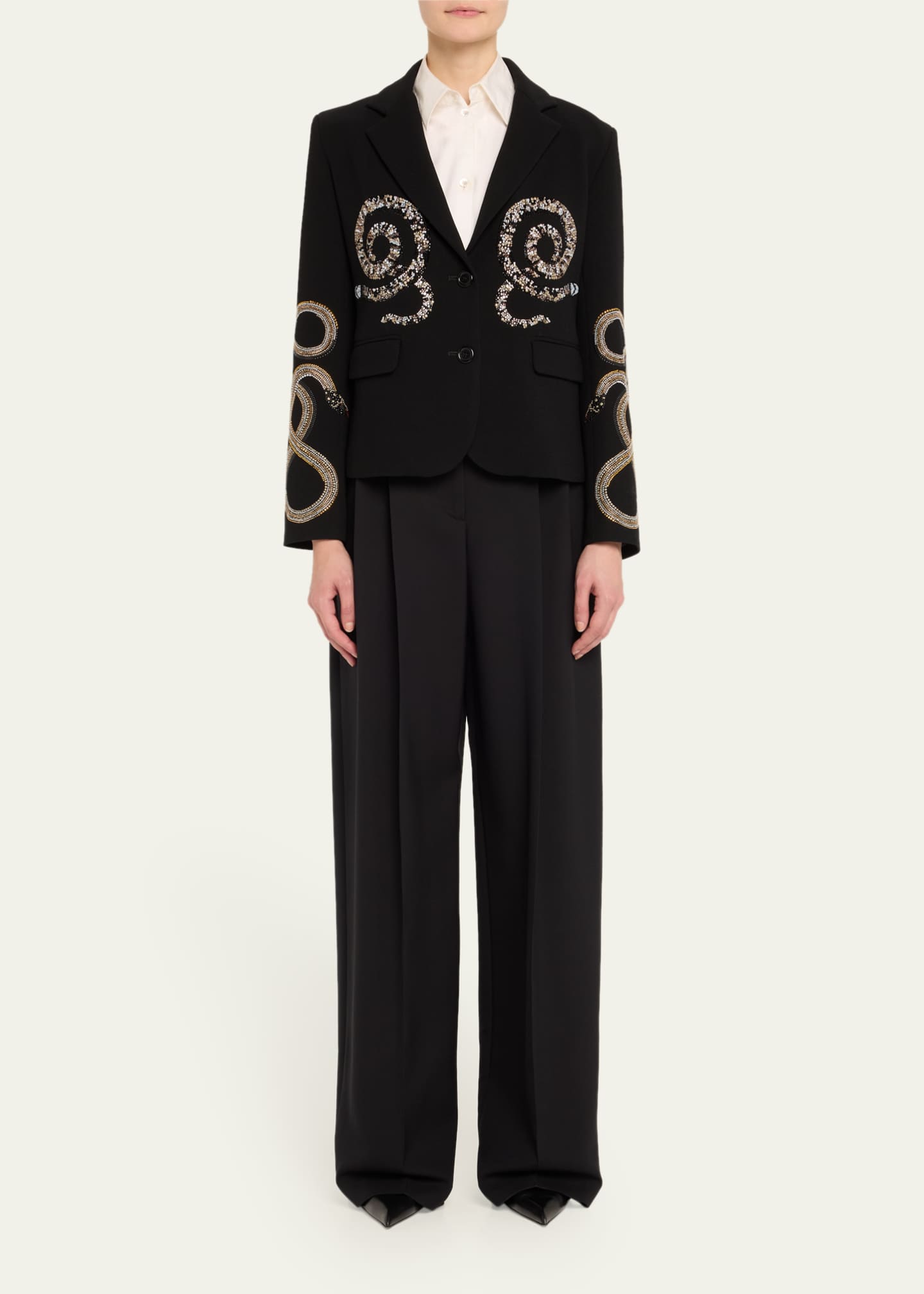 Libertine Reptilian Single-Breasted Short Blazer Image 2 of 5