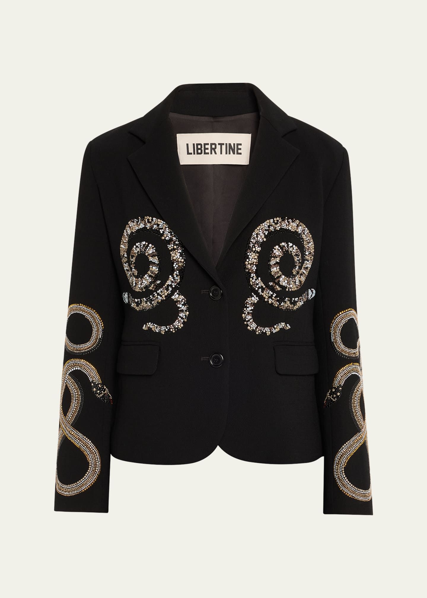 Libertine Reptilian Single-Breasted Short Blazer Image 1 of 5